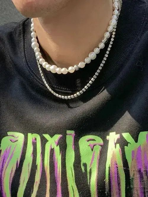 Jewelry Retro Punk Vintage Glass Pearl Necklace Chain Size ONE SIZE - 5 Thumbnail