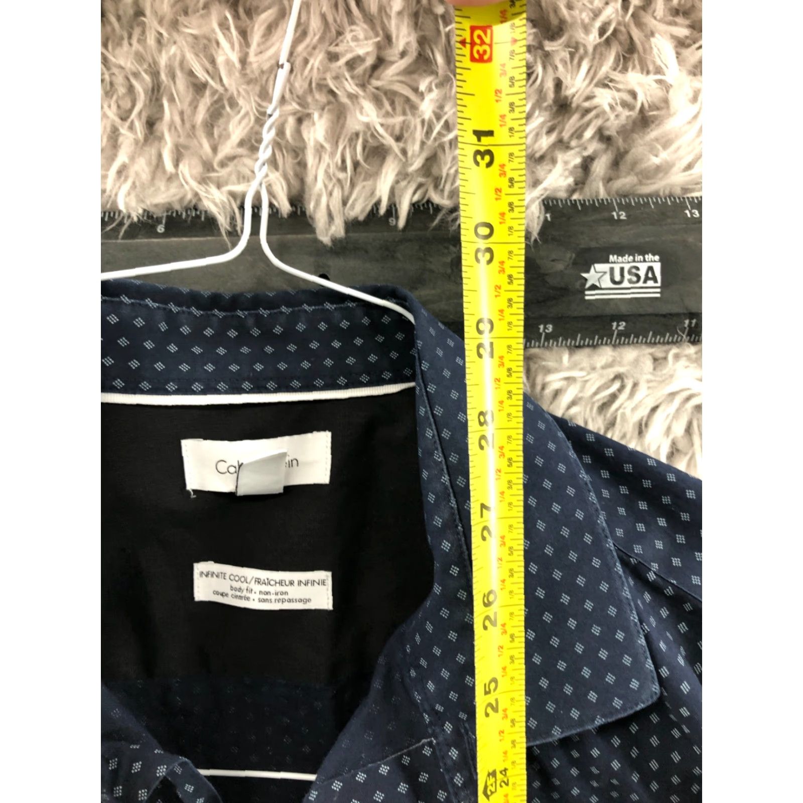 Calvin Klein Calvin Klein Shirt Mens M Non Iron Long Sleeve Spread Collar Blue Argyle • Calvin Klein Infinite Cool • Blue Size US M / EU 48-50 / 2 - 5 Thumbnail