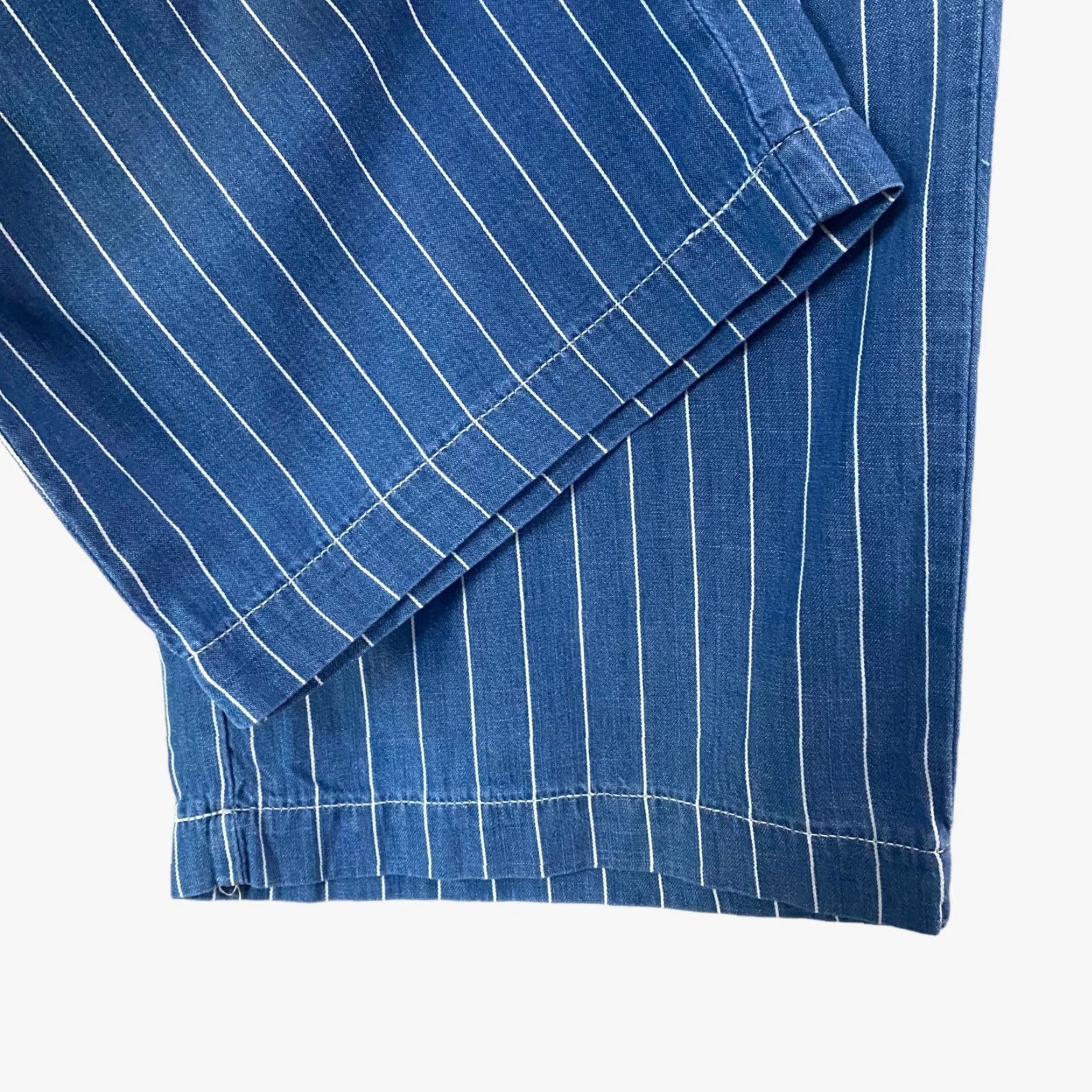 Vintage SEVEN7 Belted Wide-Leg Cropped Pants Denim Womens 8 Blue Striped Loose-Fit New Size 30" / US 8 / IT 44 - 7 Thumbnail