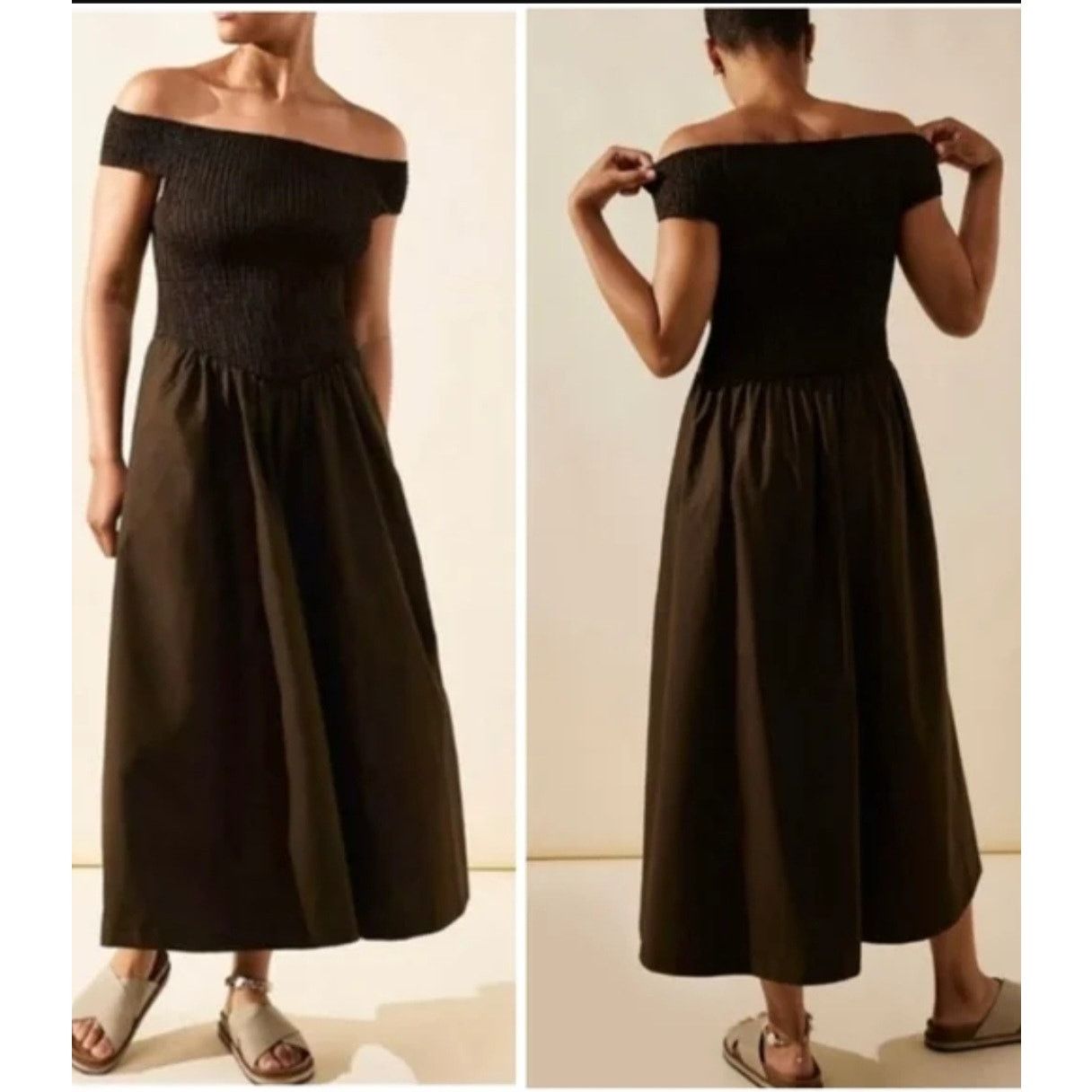 free people brown off the shoulder dress Adrietta Long Sleeve Off Shoulder Mini Dress | Brown | Womens