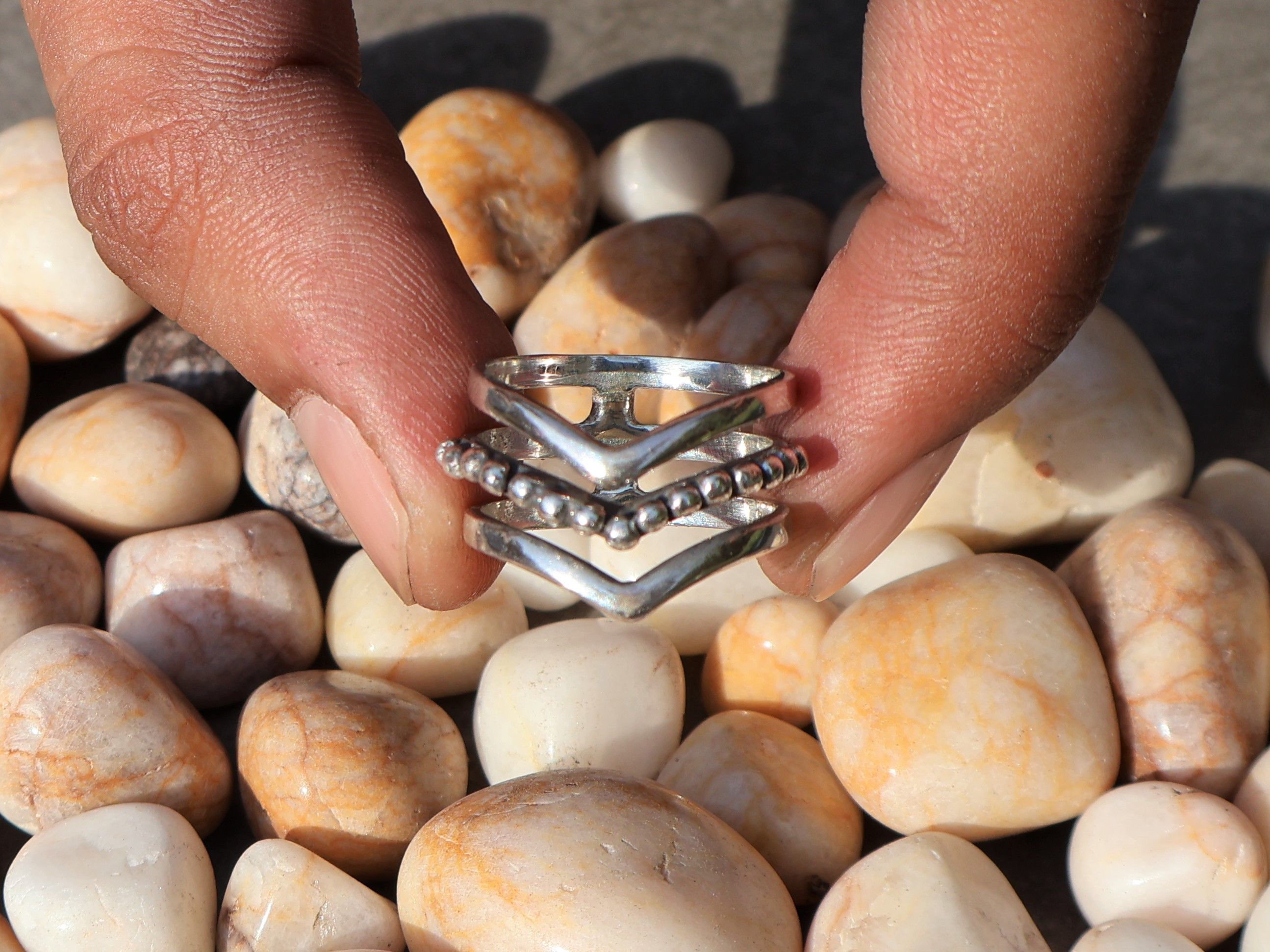 Handmade Tirple Layer Stacking Ring, Sterling Silver Handmade Band, Size ONE SIZE - 3 Thumbnail
