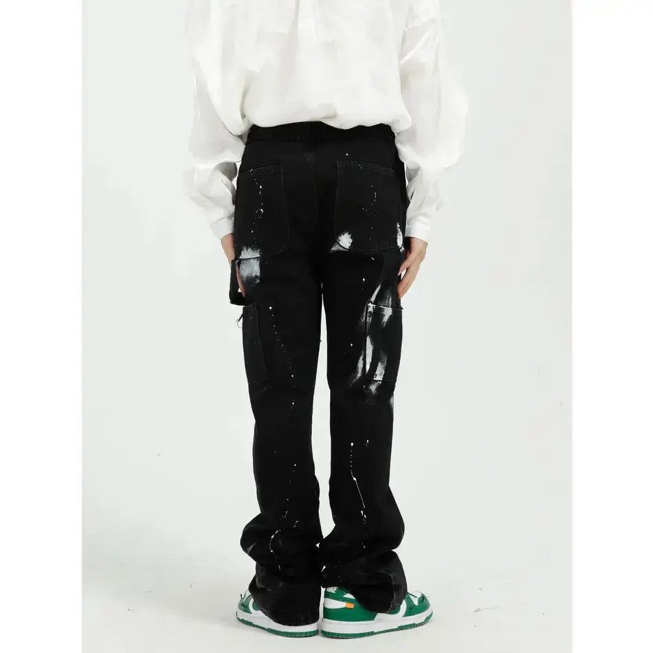 Japanese Brand Retro loose splashed ink color blocked jeans Size US 32 / EU 48 - 2 Thumbnail