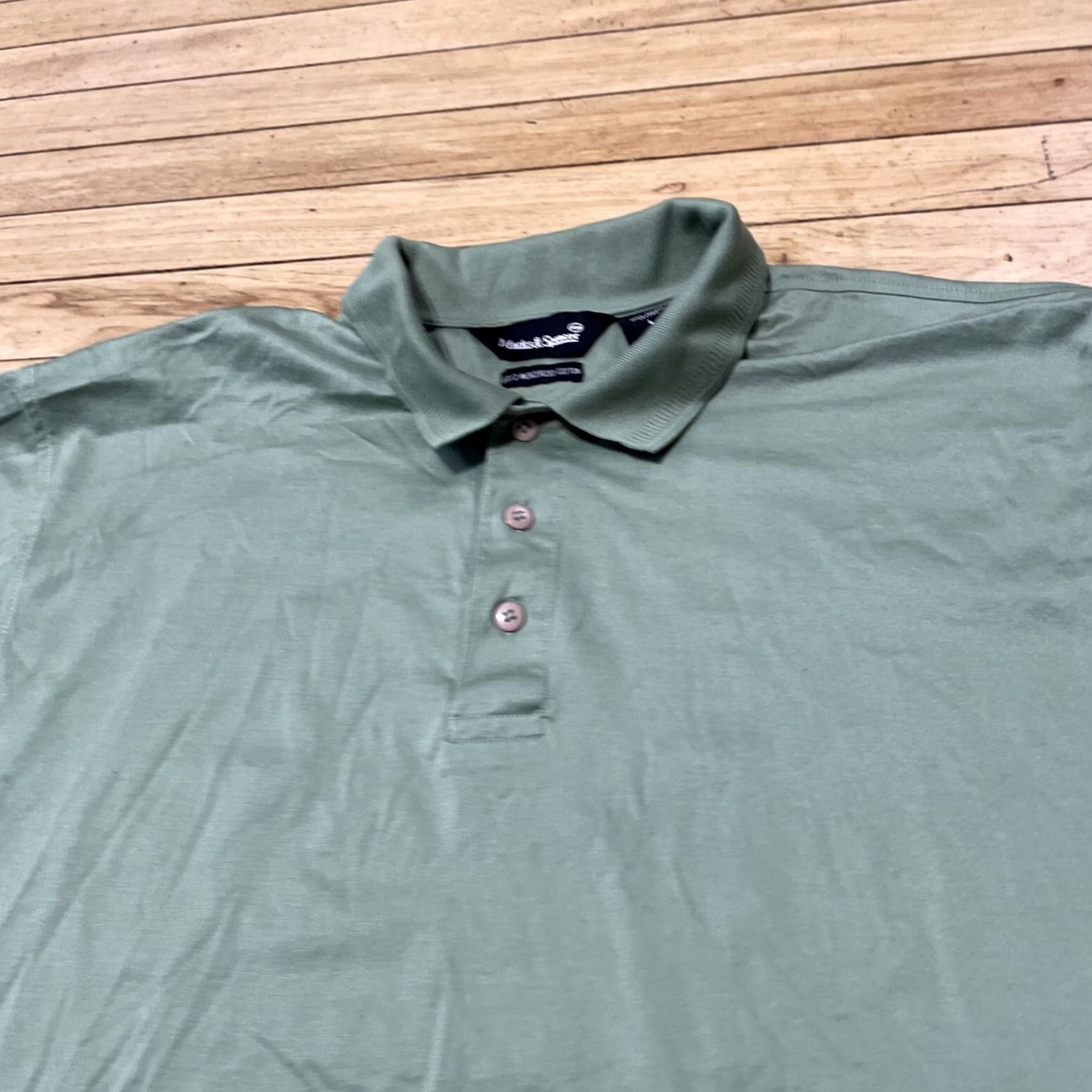 Marks & Spencer MARKS & SPENCER Polo Shirt Men L Green Stretch 60/20 Cotton Polo Shirt L Green, Short Sleeve, Premium, Casual, Classic, Preppy, Sports Mens Size US L / EU 52-54 / 3 - 2 Thumbnail