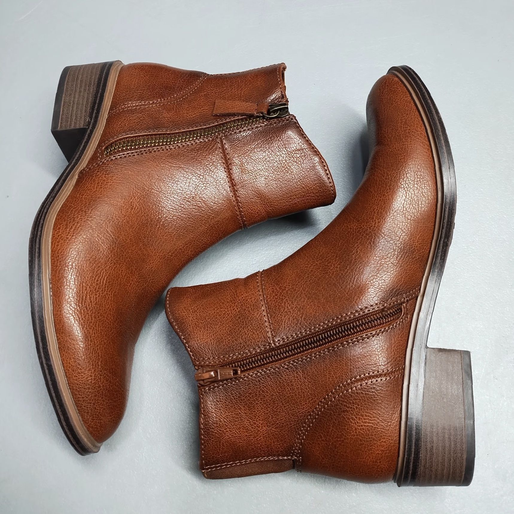 Vintage Baretraps Alona Ankle Boots Womens Size 7M Brown Synthetic Almond Toe Side Zip Bootie Womens Size 7 Brown Almond Toe Size US 7 / IT 37 - 3 Thumbnail