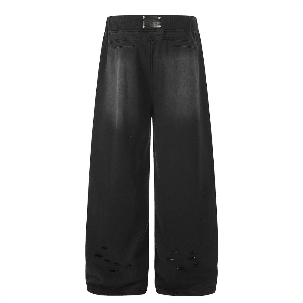 Japanese Brand Punk retro distressed loose wide-leg ripped sweatpants Size US 32 / EU 48 - 2 Thumbnail
