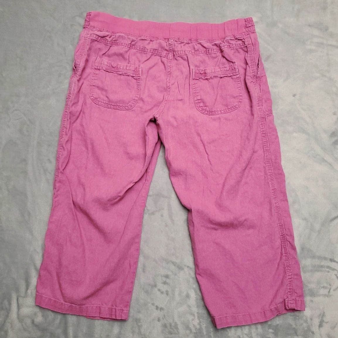 Pinko TU Pants Womens 12 Pink Linen Viscose Cropped Drawstring Boho Minimalist Coastal Pants Size 34" / US 12 / IT 48 - 5 Thumbnail