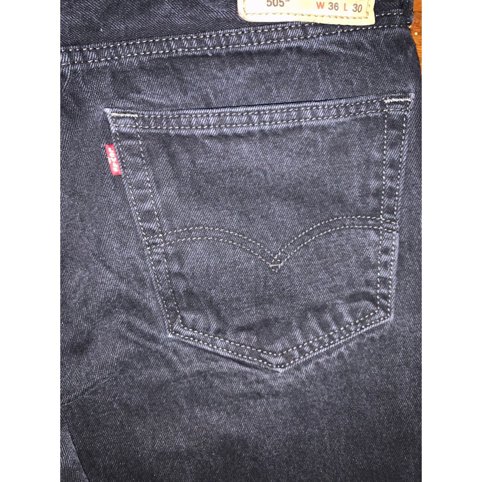 Levi's Levi’s 505 Straight Leg Jeans Mens 36x30 Black Wash Denim Size US 36 / EU 52 - 9 Thumbnail