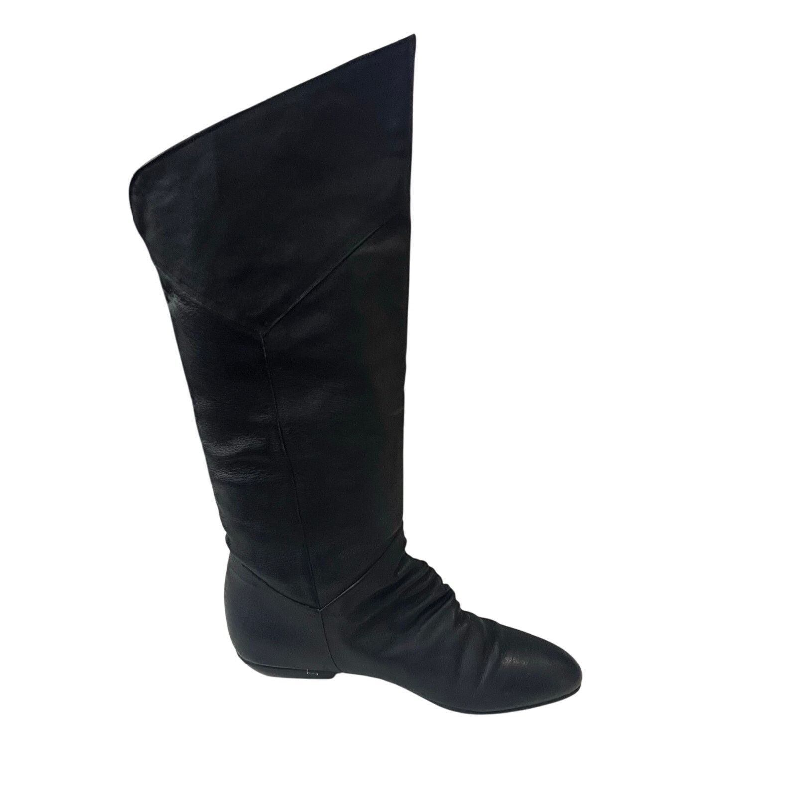 Other Vintage Sandra Miller 7.5 Black Leather Tall Riding Boots Size US 7.5 / IT 37.5 - 2 Thumbnail