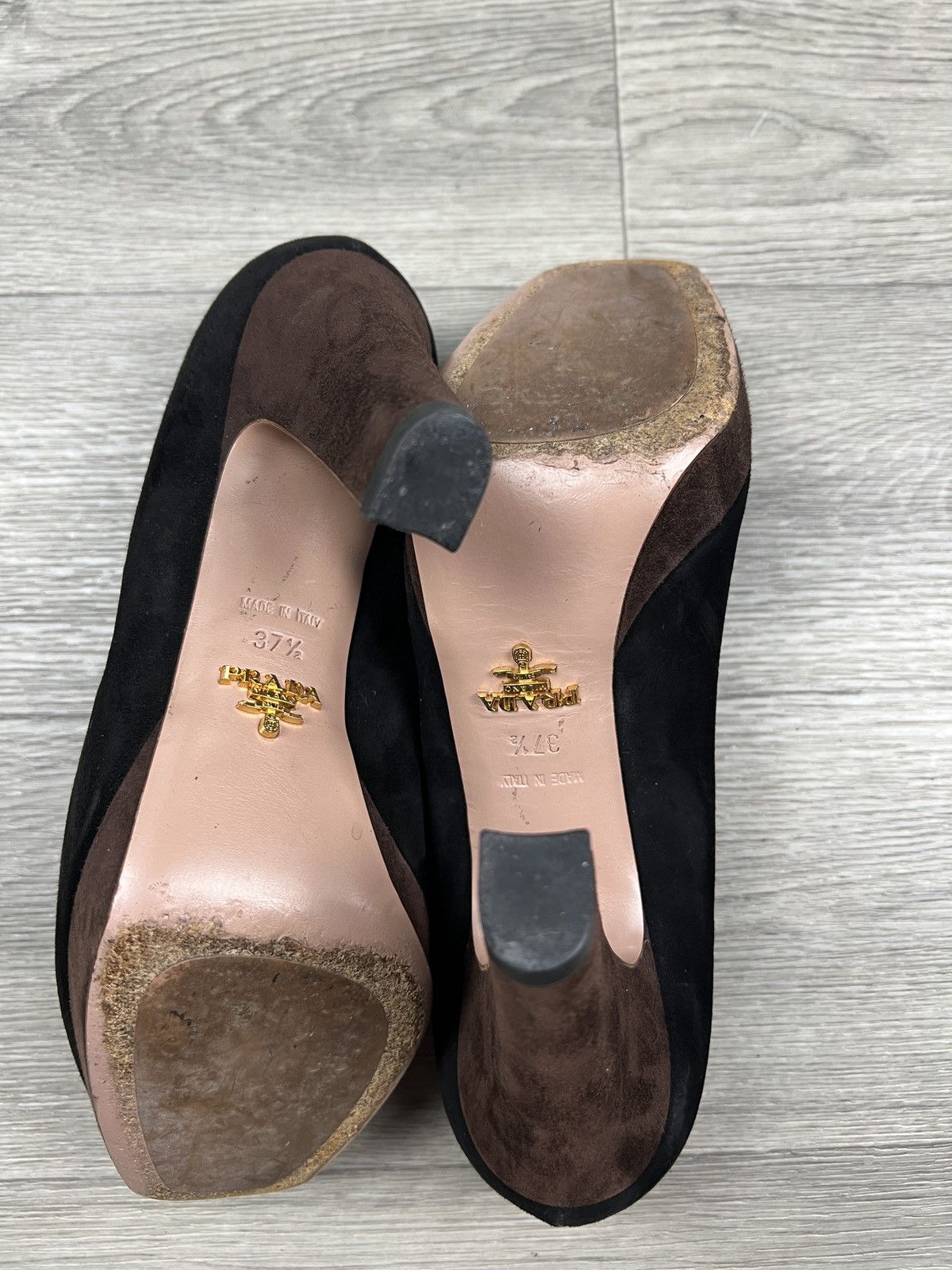 Prada Vintage Prada Suede Platform Heels – Two-Tone Brown & Black Size US 7.5 / IT 37.5 - 4 Thumbnail