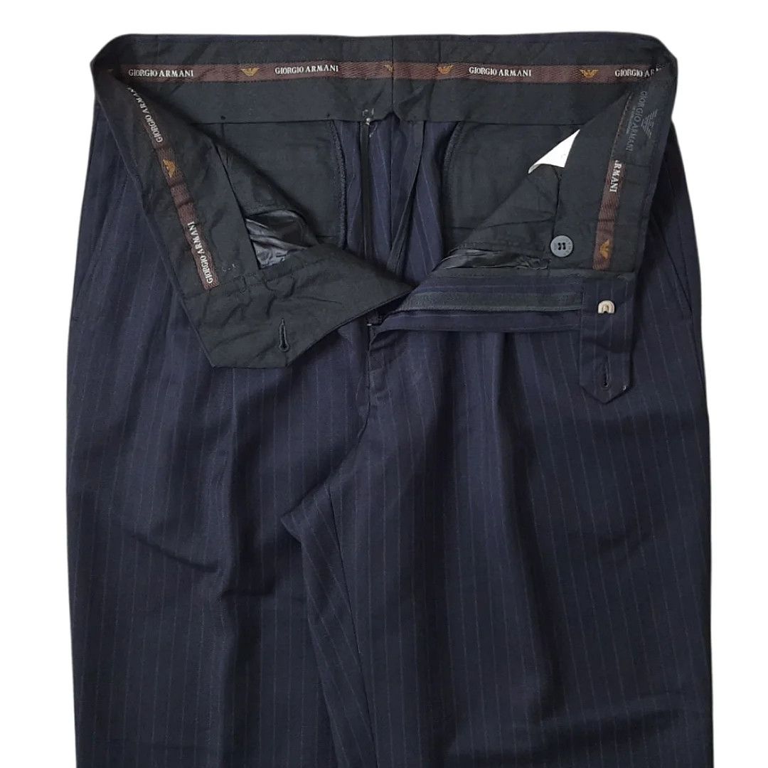 Giorgio Armani Giorgio Armani Striped Navy Wool Formal Trousers Size US 32 / EU 48 - 3 Thumbnail