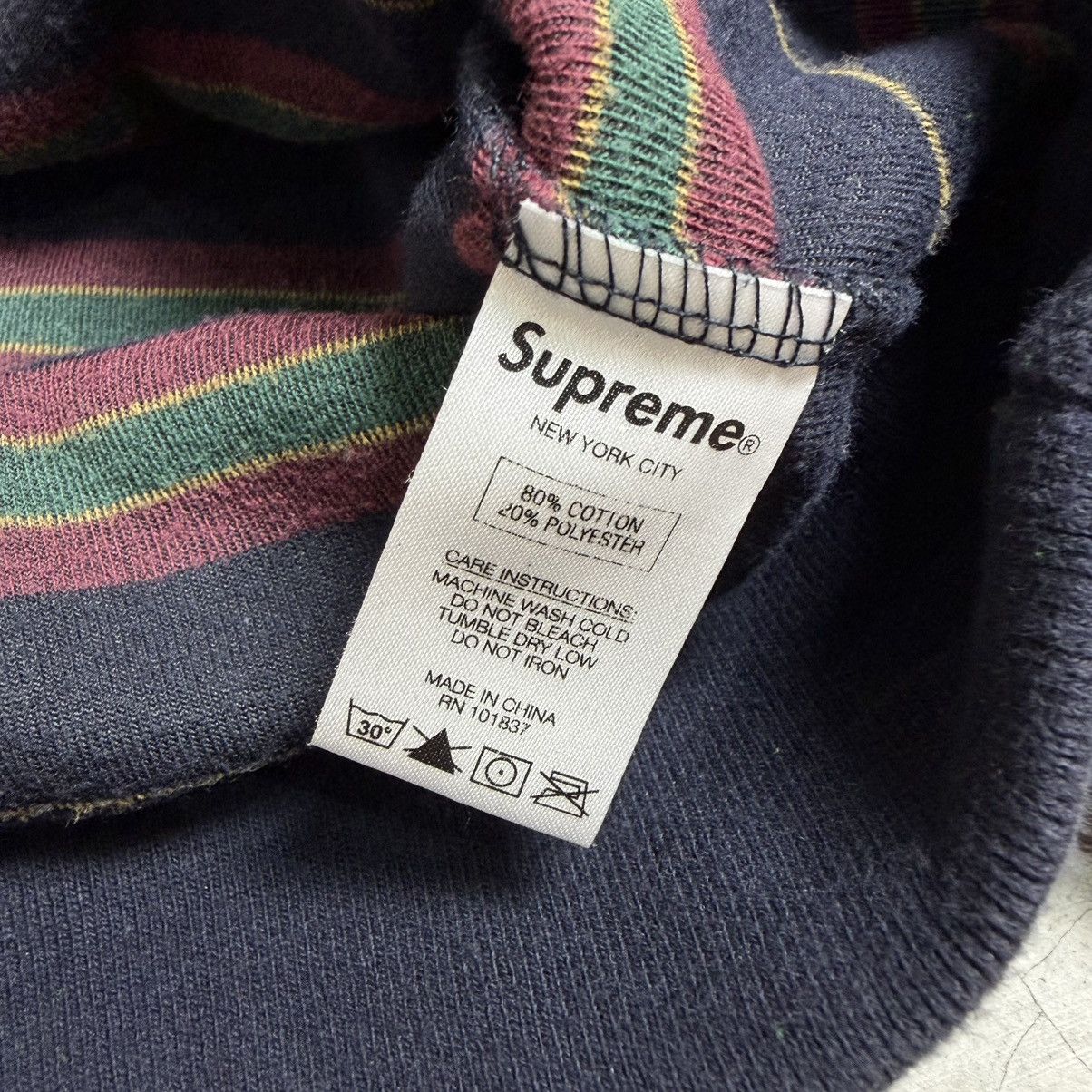 Supreme Supreme Striped Velour Quarter Zip ( FW 2014 ) Size US L / EU 52-54 / 3 - 5 Thumbnail