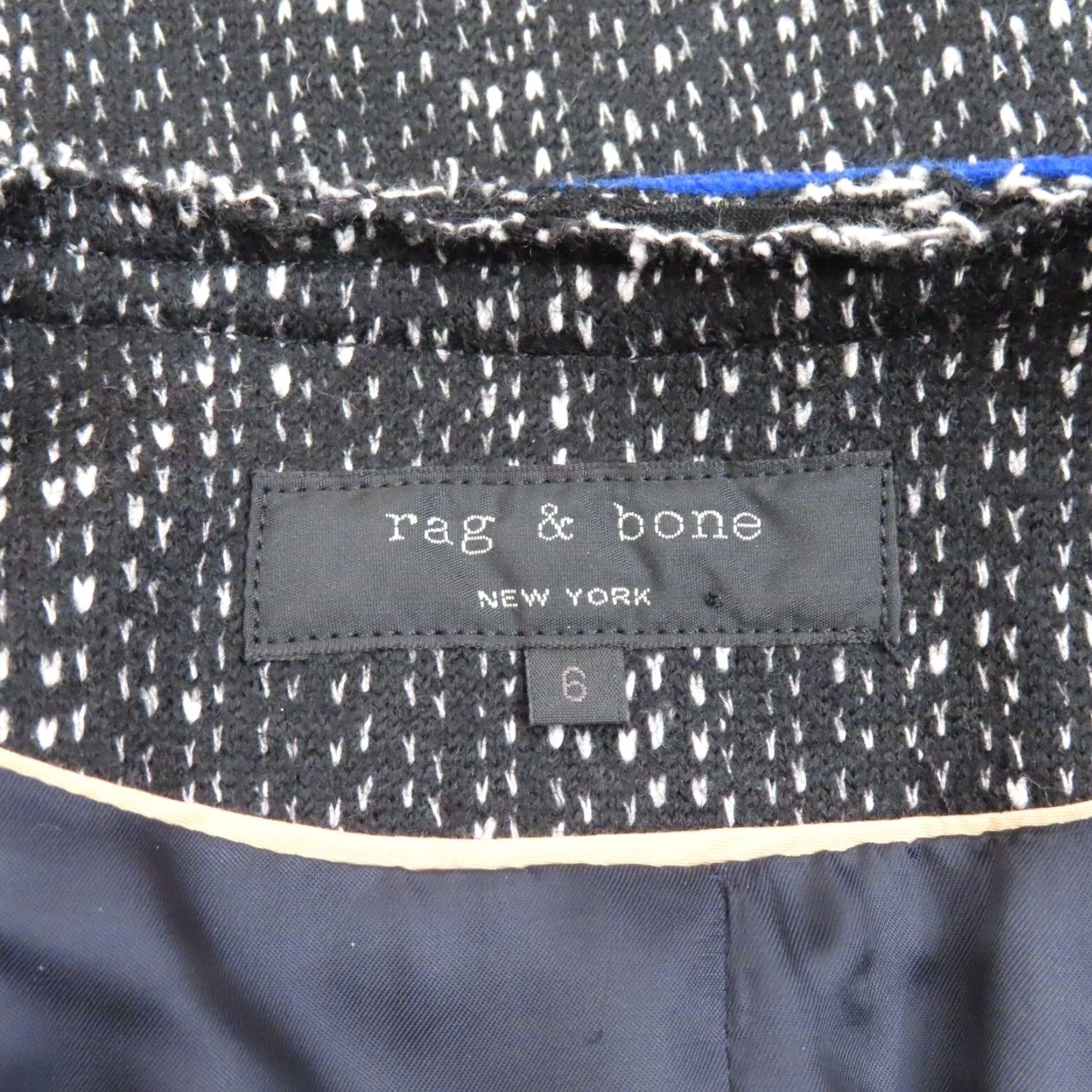 Rag & Bone Rag & Bone Womens Jacket 6 Black Blue Wool Tweed Snap Closure Pockets Zip Shirt? Size M / US 6-8 / IT 42-44 - 7 Thumbnail