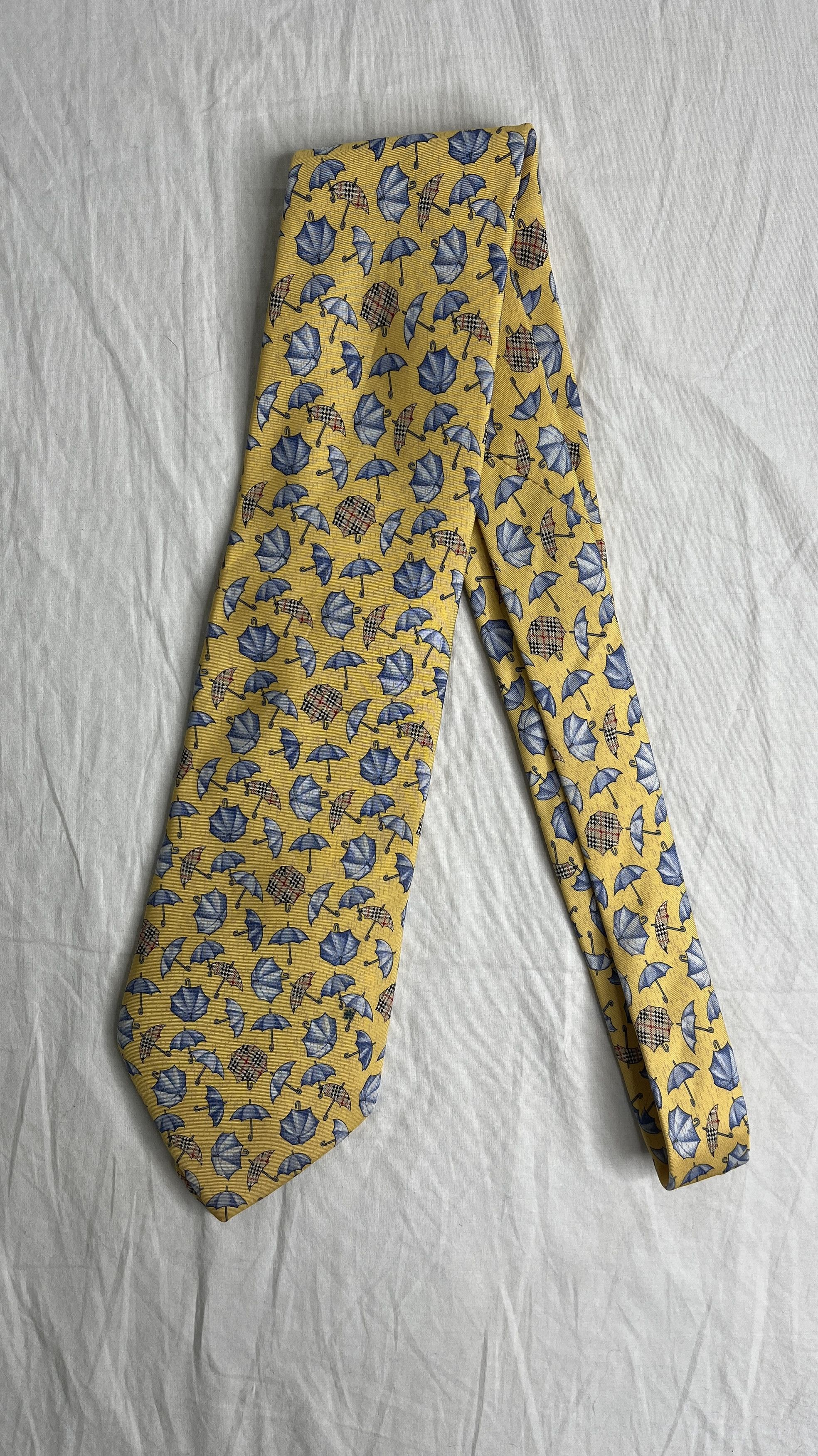 image of Burberry 5-20 Men's Tie Umbrellas 100% Silk in Blue Yellow