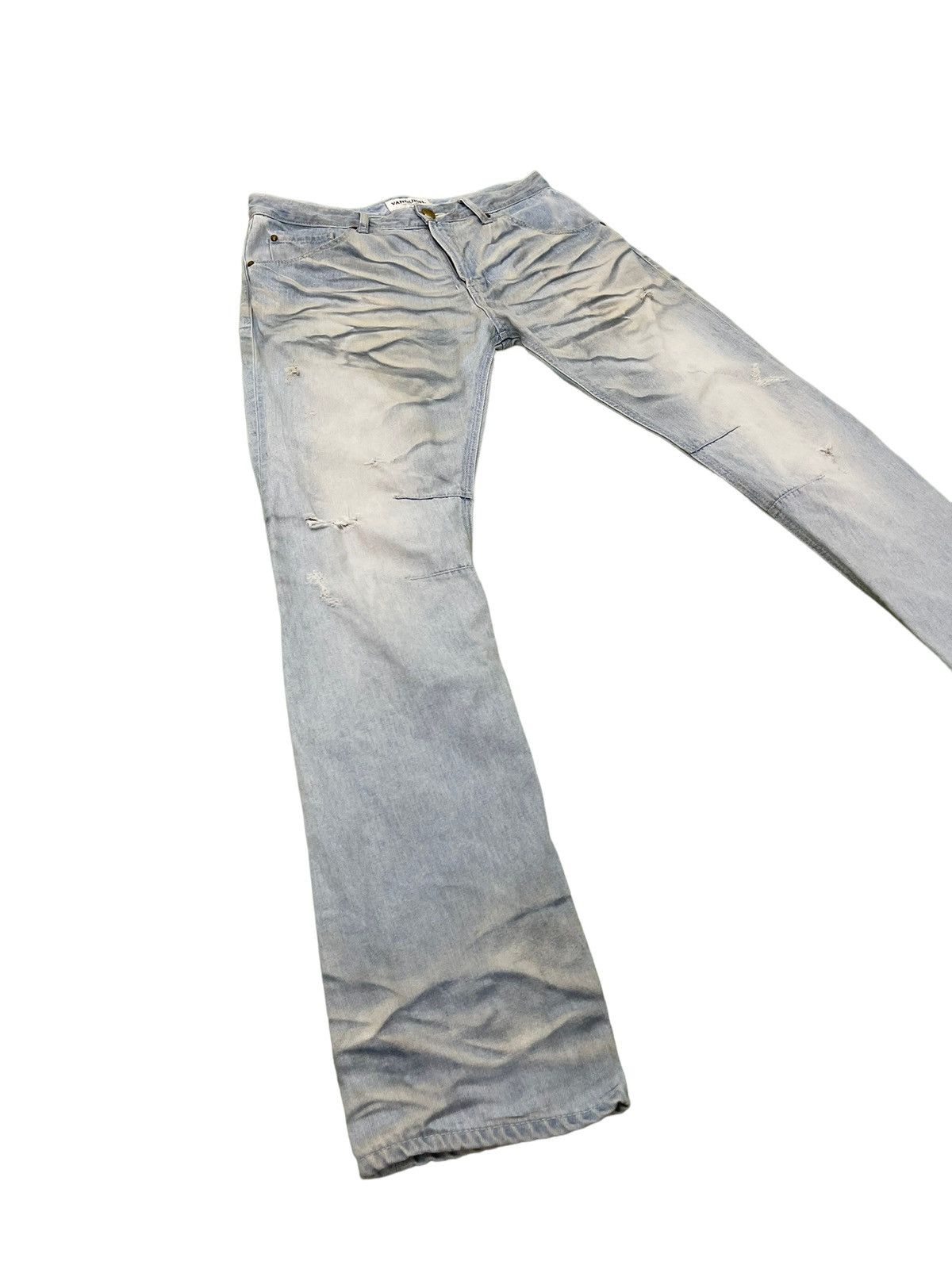 Japanese Brand Slim Jeans Vanquish Japan Distress Acid Wash 6🟦9 Size US 35 - 2 Thumbnail