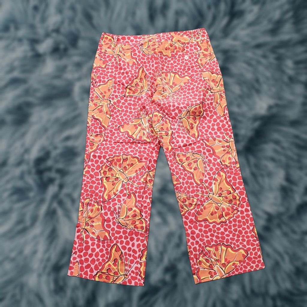 Lilly Pulitzer Lilly Pulitzer Womens Crop Pants Multicolor Butterflies Stretch Straight Leg Size 4 Regular Size 27" / US 4 / IT 40 - 1 Thumbnail