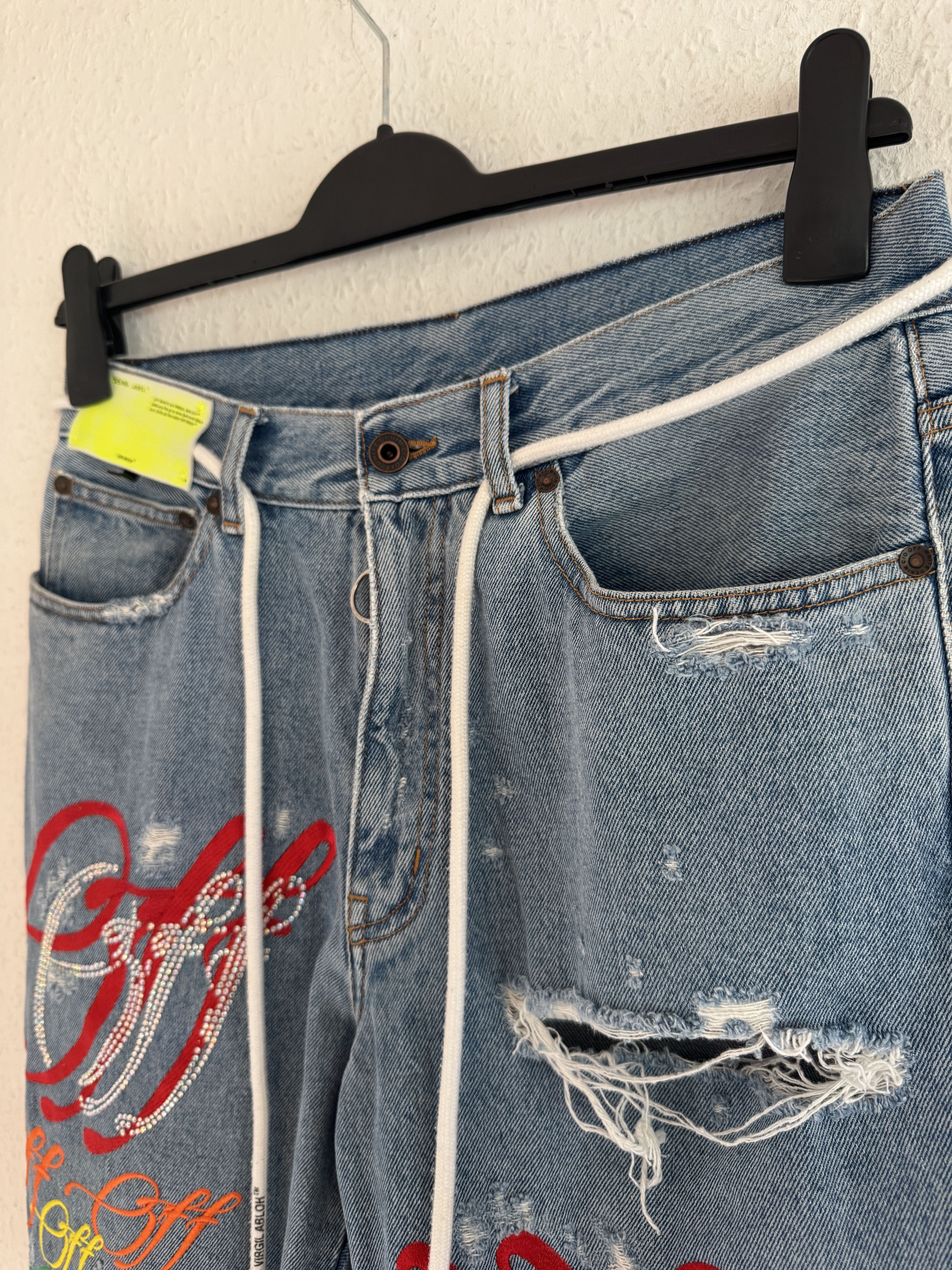 Off-White Rainbow crystal graffiti jeans Size US 32 / EU 48 - 13 Thumbnail