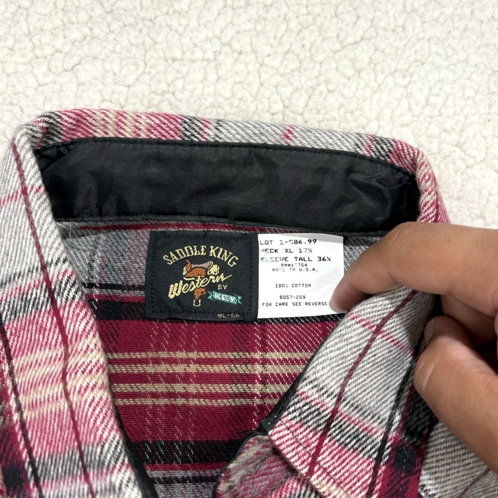 Vintage VINTAGE Saddle King Western Pearl Snap Shirt Men's XL Red Plaid Flannel Heavy Size US XL / EU 56 / 4 - 2 Thumbnail