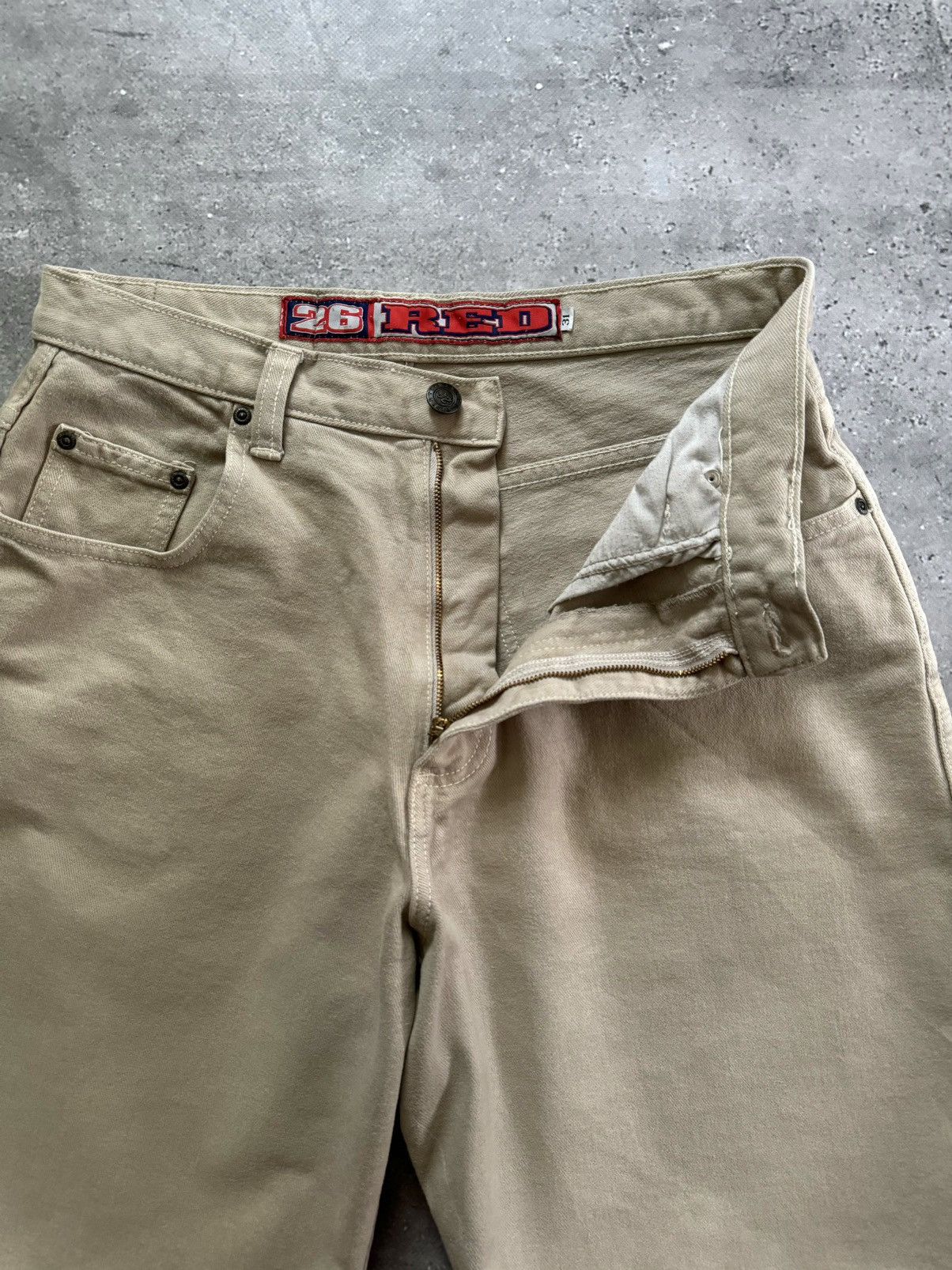 Tony Hawk × Vintage Vintage 90s 26 Red Skateboarding USA Jeans Beige Shorts Size US 31 - 3 Thumbnail