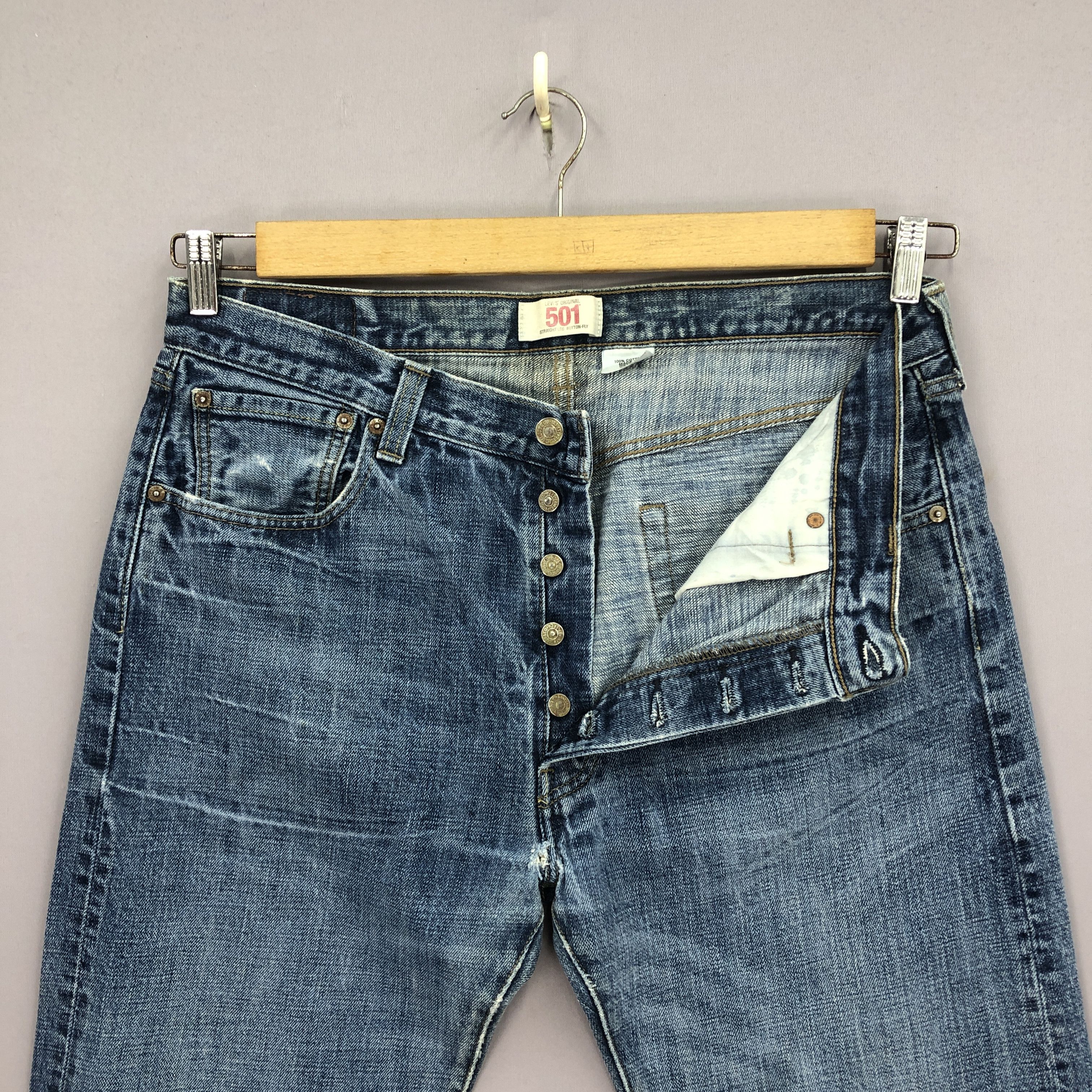 Levi's Vintage Y2K Levis 501 Jeans Levi's Light Wash Faded Denim Size US 34 / EU 50 - 6 Thumbnail