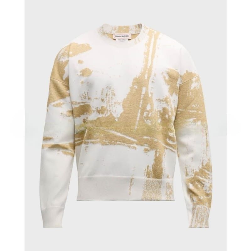Alexander McQueen o1w1db10725 Crew Neck Long Sleeve T-Shirt in Ivory/Gold Size US XS / EU 42 / 0 - 3 Thumbnail