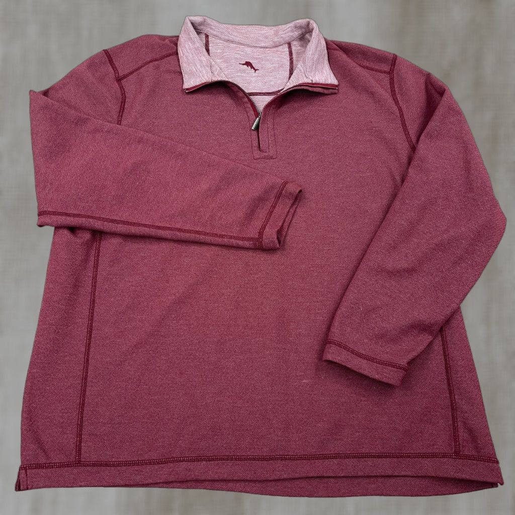 Tommy Bahama Tommy Bahama Sweater 2XL Reversible Pullover Quarter Zip Mock Neck Red Mens Size US XXL / EU 58 / 5 - 1 Thumbnail