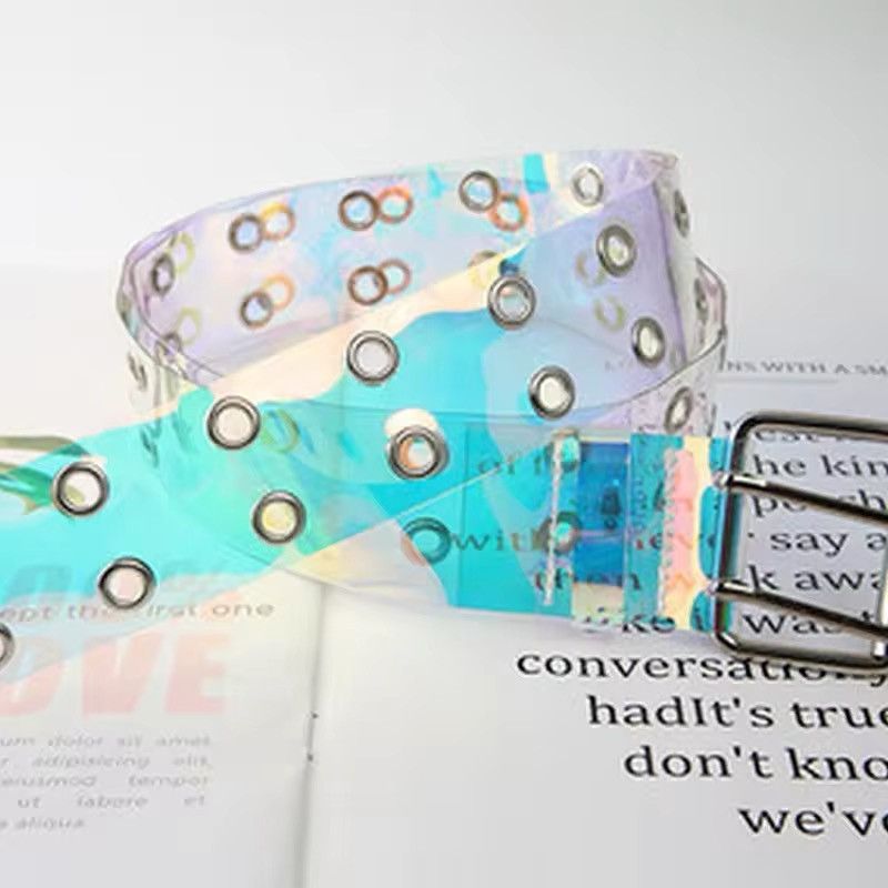 Leather Two Row PVC Clear Belt Size ONE SIZE - 6 Thumbnail