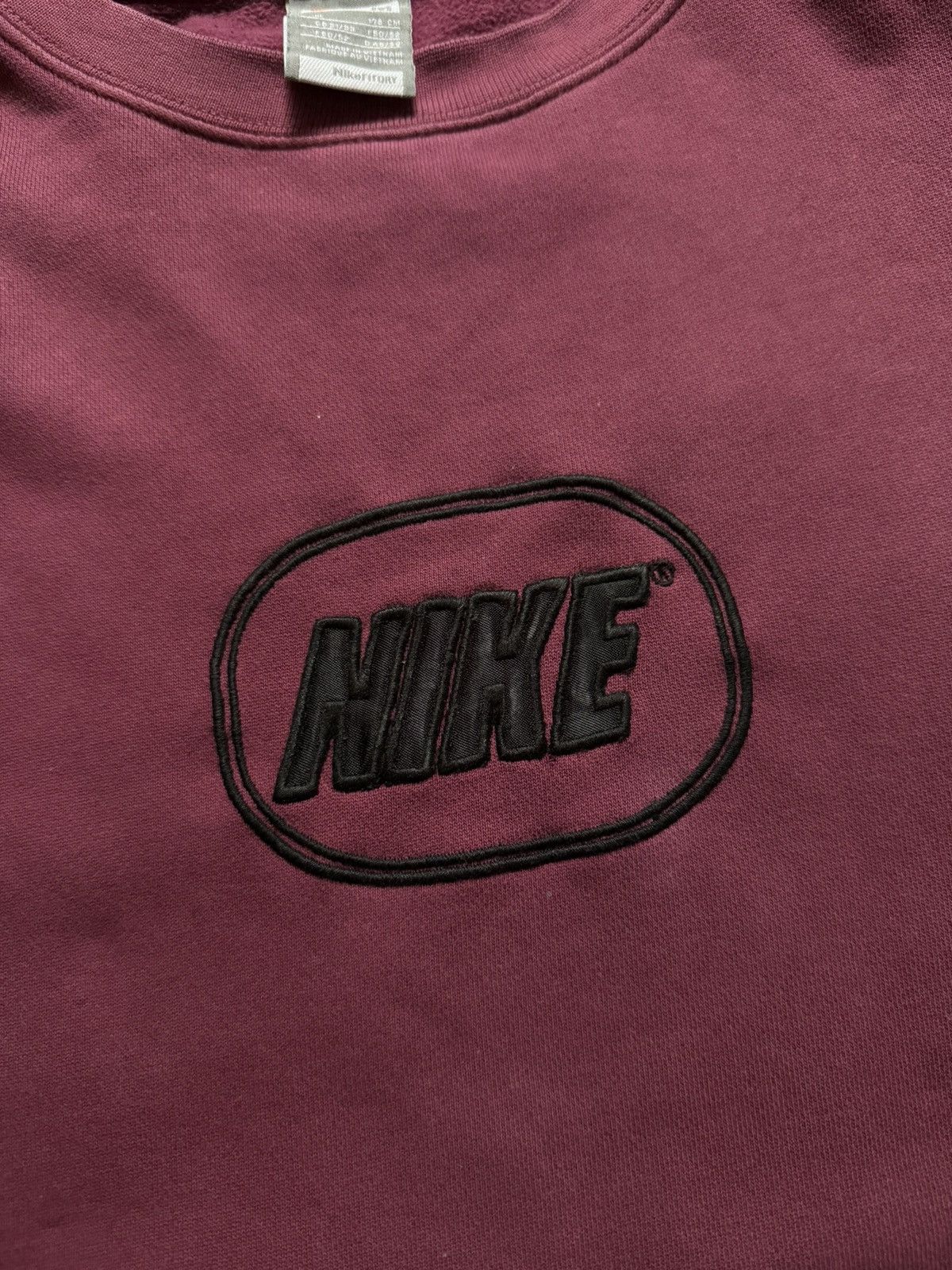 Nike × Vintage Vintage Y2K Nike Big Logo Burgundy Sweatshirt Size US M / EU 48-50 / 2 - 5 Thumbnail