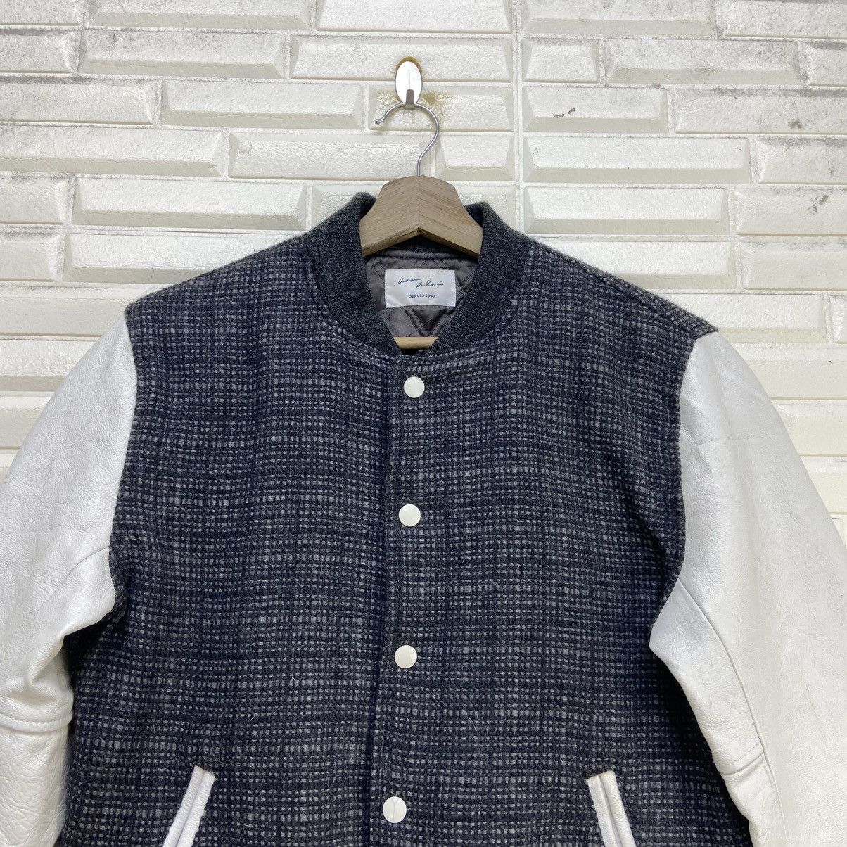 ADAM ET ROPE Japanese Brand Street Fashion Cowhide Sleeves Varsity Jacket Size US S / EU 44-46 / 1 - 3 Thumbnail