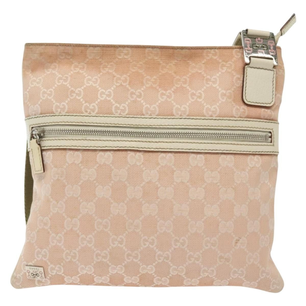 Gucci GUCCI GG Canvas Sherry Line Shoulder Bag Pink Silver Khaki Size ONE SIZE - 2 Thumbnail