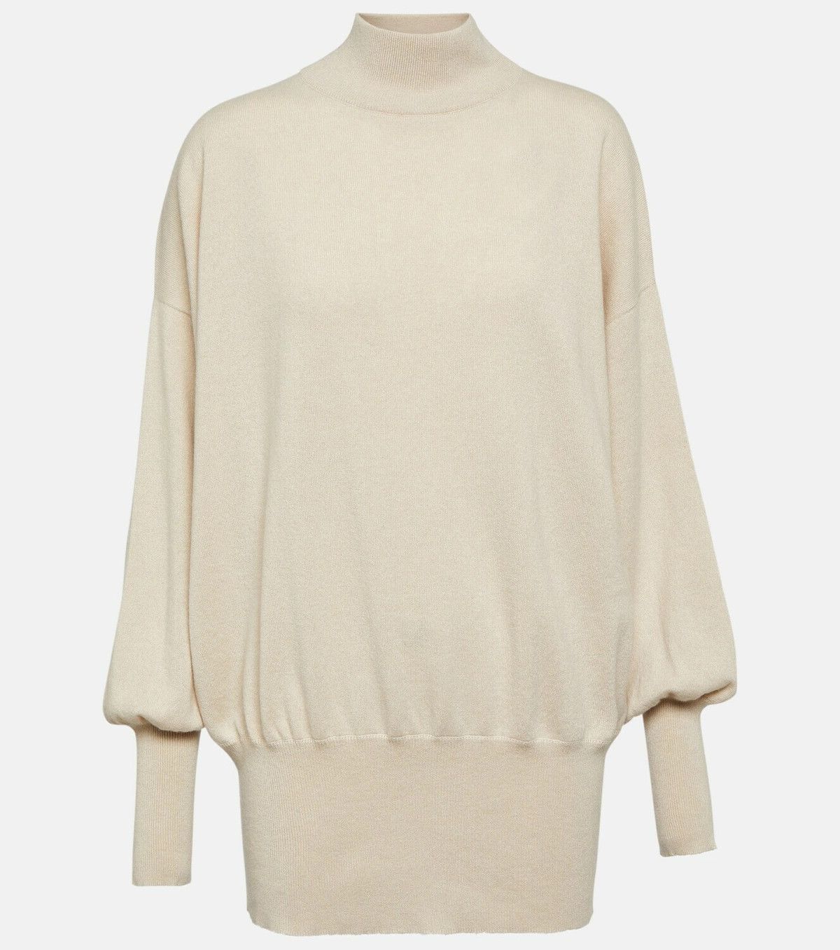 Brunello Cucinelli o1y0825 Turtleneck Cashmere Blend Sweater in Ivory Size L / US 10 / IT 46 - 1 Thumbnail