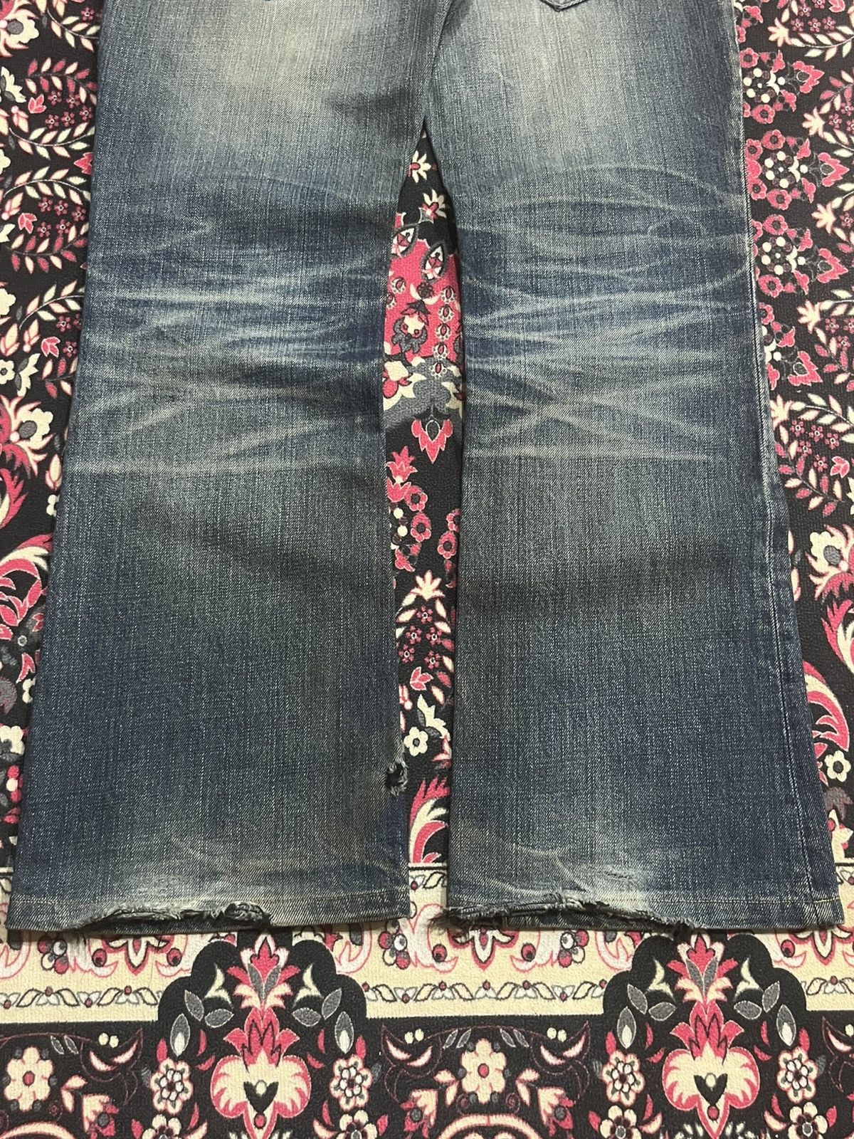 semanticdesign Vintage Semantic Design Chain Zipper Distressed Flare Jeans Size US 32 / EU 48 - 13 Thumbnail