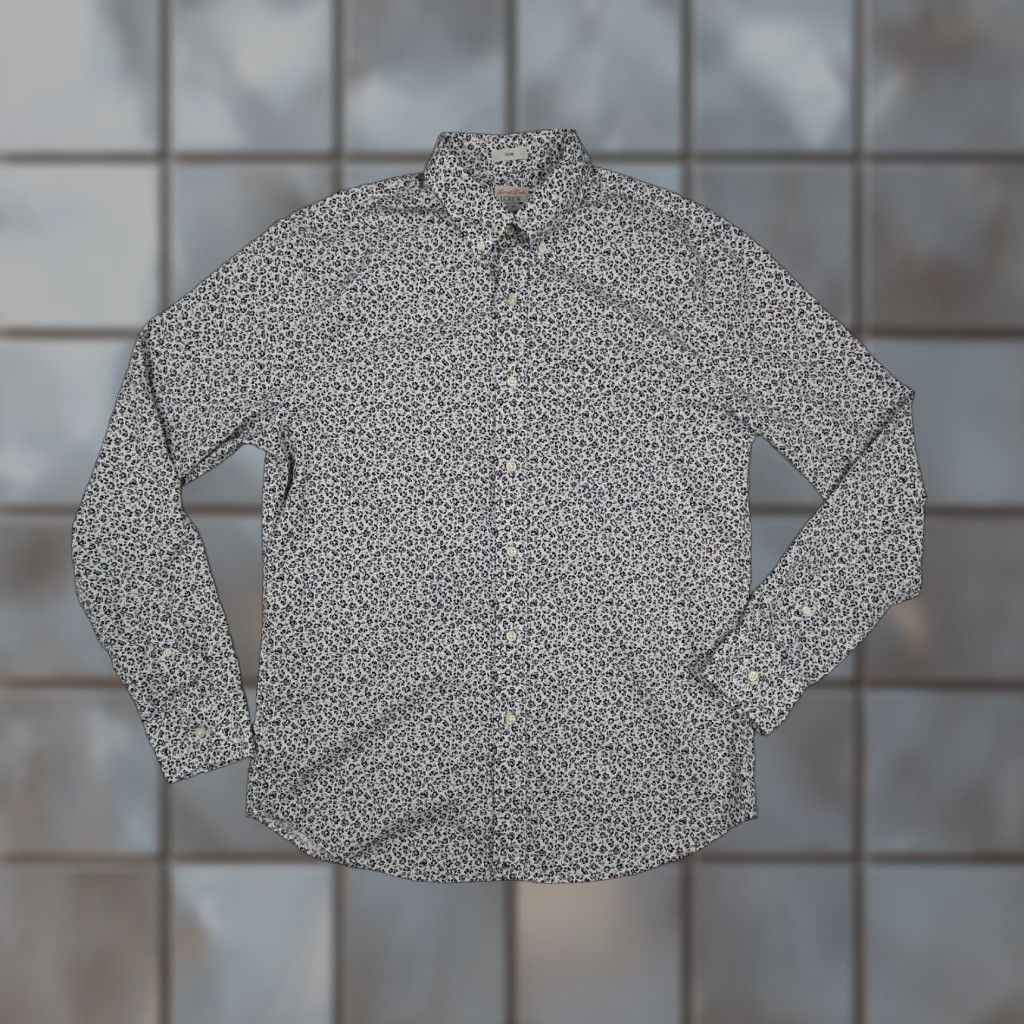 J.Crew J.Crew Shirt Adult Medium White Floral Slim Long Sleeve Button-Front Cotton Secret Wash Mens Size US M / EU 48-50 / 2 - 1 Thumbnail