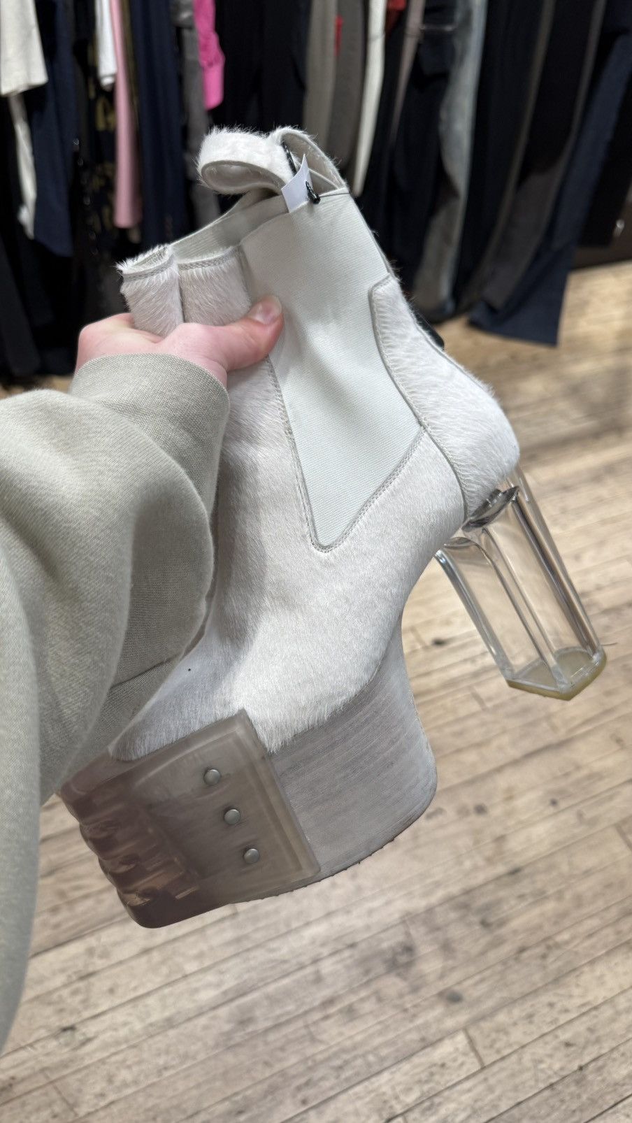 Rick Owens × Rick Owens Drkshdw Rick Owens Pony Hair Kiss Boots