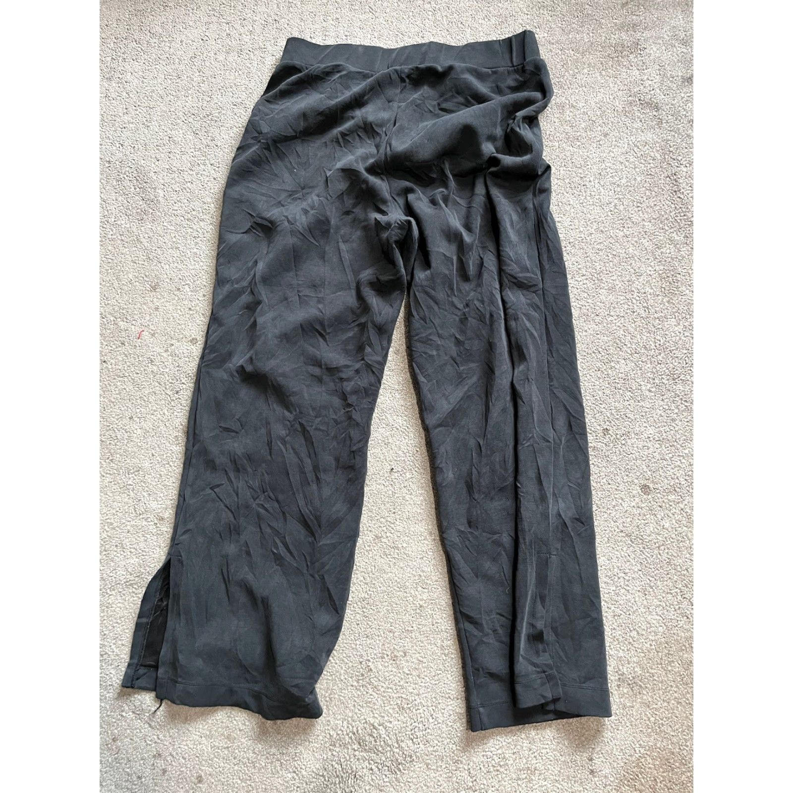Vintage Cable & Gauge Pants Womens L Black Stretch Ankle Slit Straight Wide Leg Trousers/ Pants Casual Workwear 29in Inseam Size 36" / US 14 / IT 50 - 3 Thumbnail