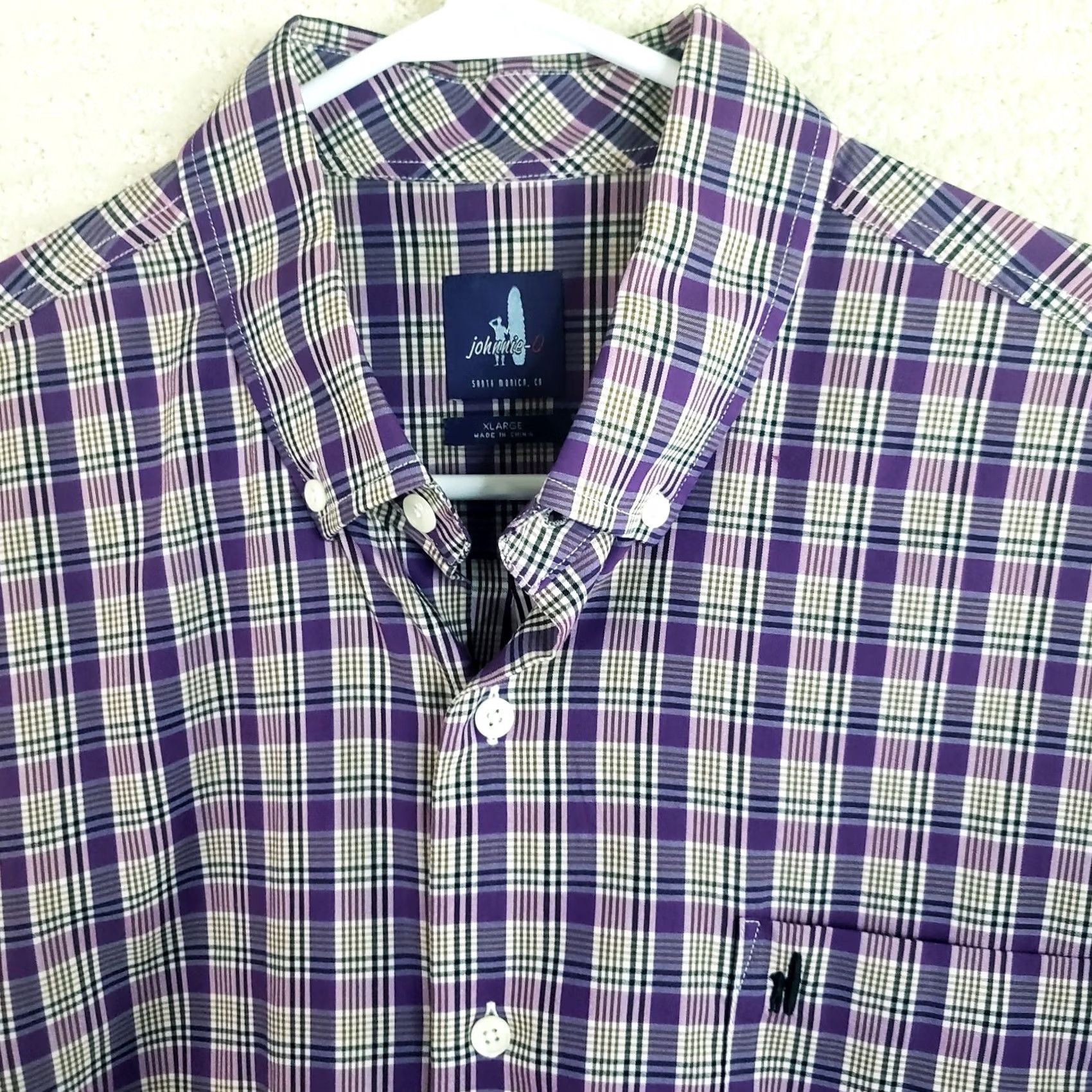 johnnie-O johnnie-O Shirt Men's XL Blue Purple Check Long Sleeve Button Up Casual Size US XL / EU 56 / 4 - 4 Thumbnail