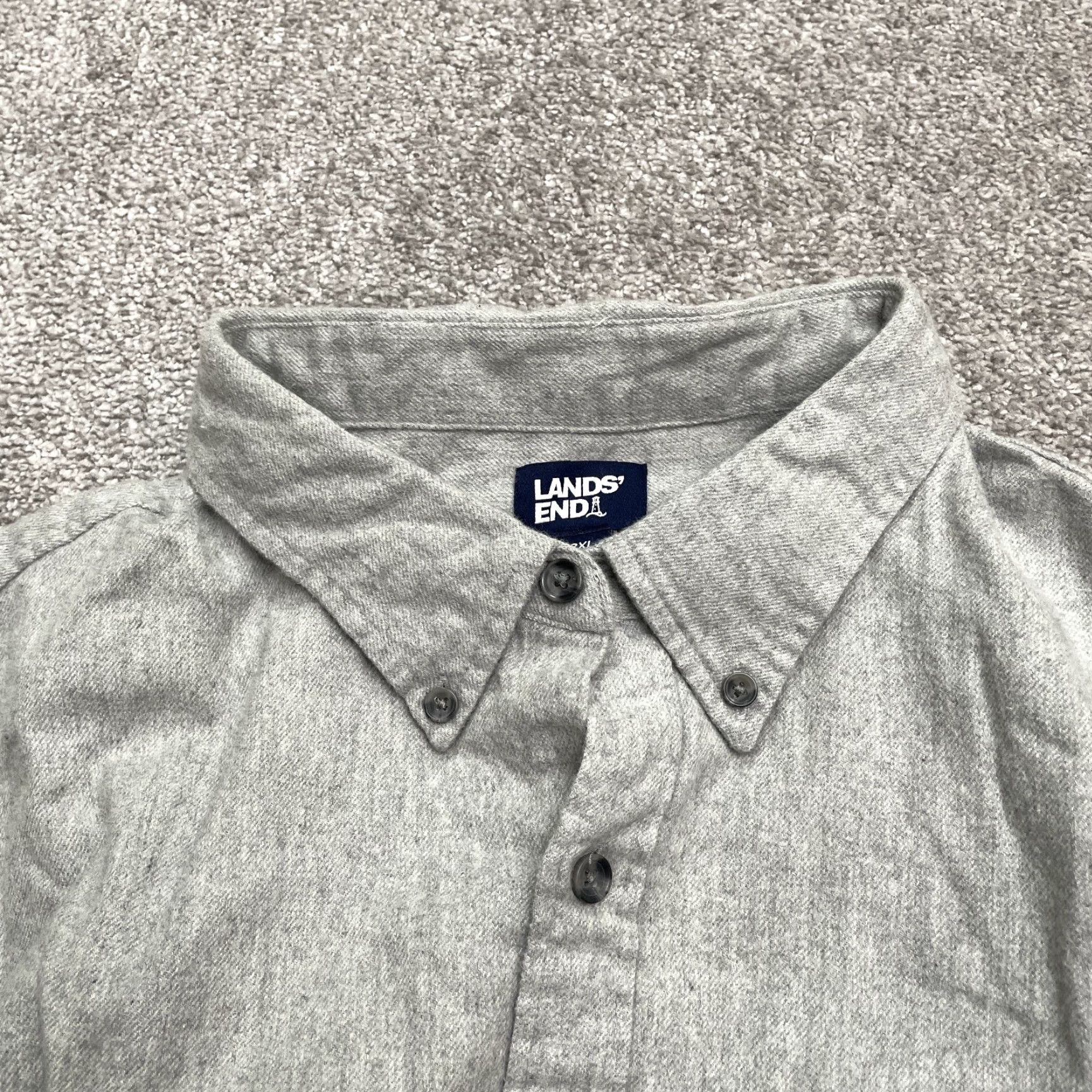 Lands' End Lands' End Traditional Fit Shirt Mens 2XL Gray Flannel Button-Down Casual Size US XXL / EU 58 / 5 - 2 Thumbnail