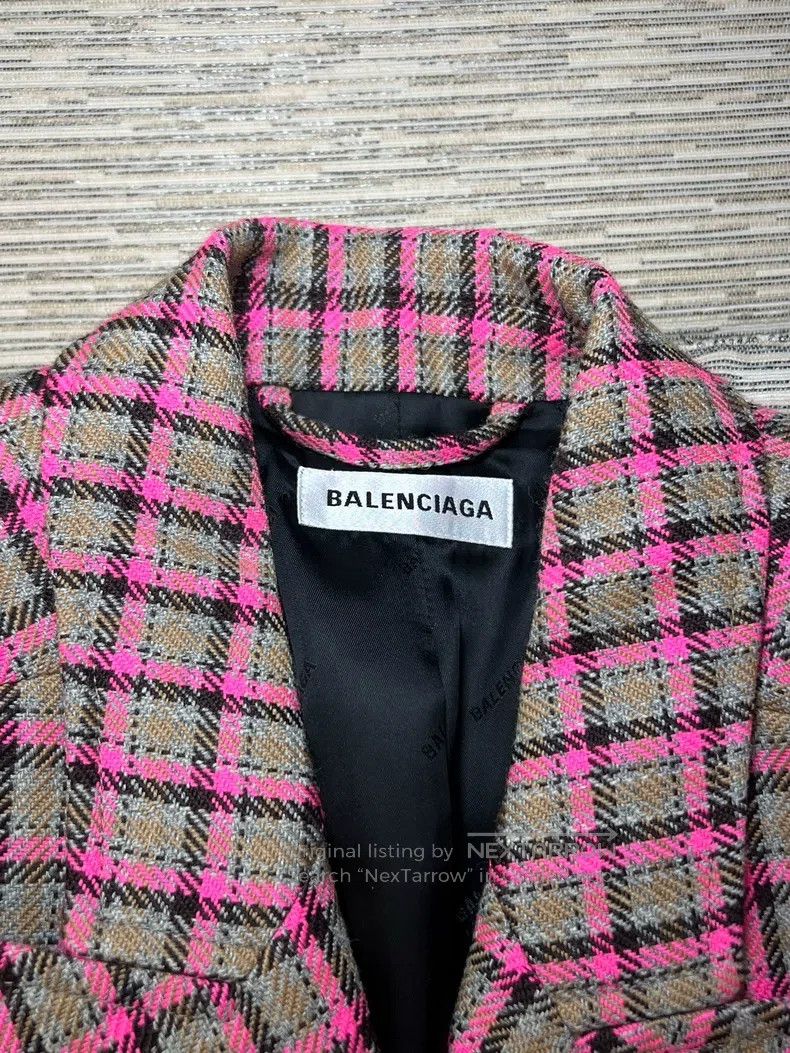 Balenciaga Balenciaga Plaid Double-Breasted Sandglass Blazer Coat Size XS / US 0-2 / IT 36-38 - 5 Thumbnail