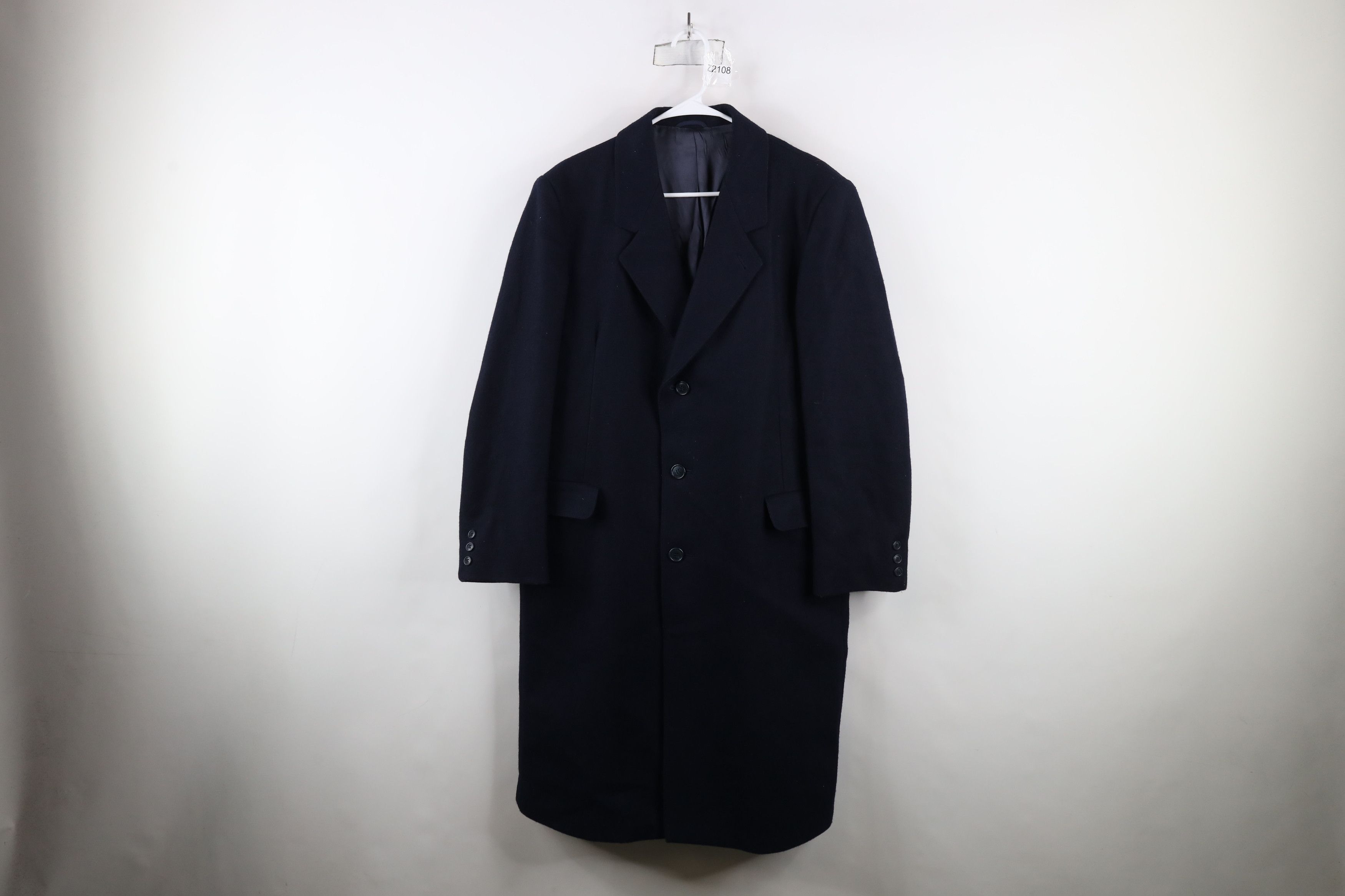 Vintage Vintage 90s Streetwear Wool Blend Overcoat Jacket Navy USA Size US L / EU 52-54 / 3 - 1 Thumbnail