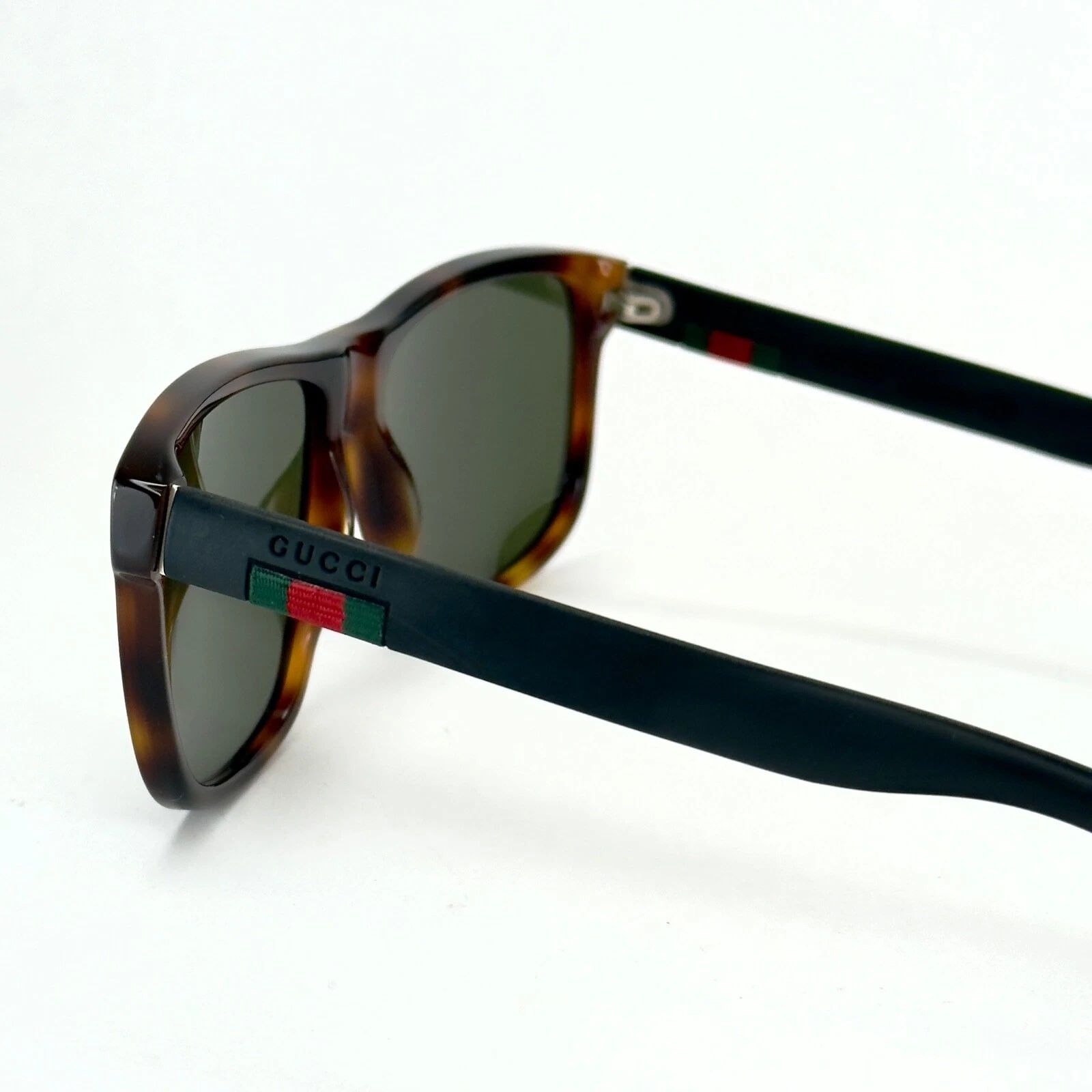 Gucci GUCCI GG0010S STRIPE 0010 Black Rubber Square Sunglasses Size ONE SIZE - 4 Thumbnail
