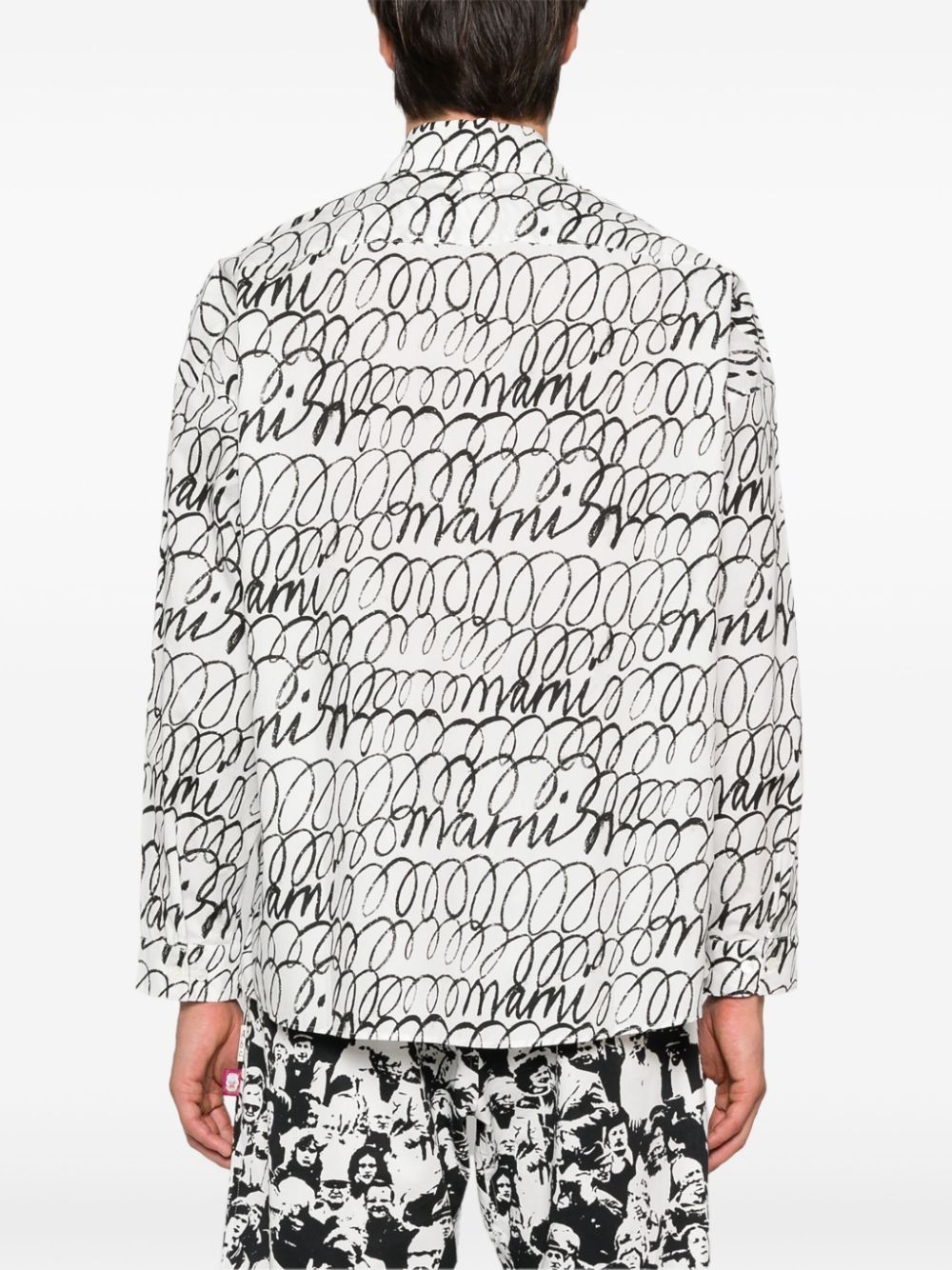 Marni o1w1db10625 Logo-Print Shirt in White Size US M / EU 48-50 / 2 - 2 Thumbnail