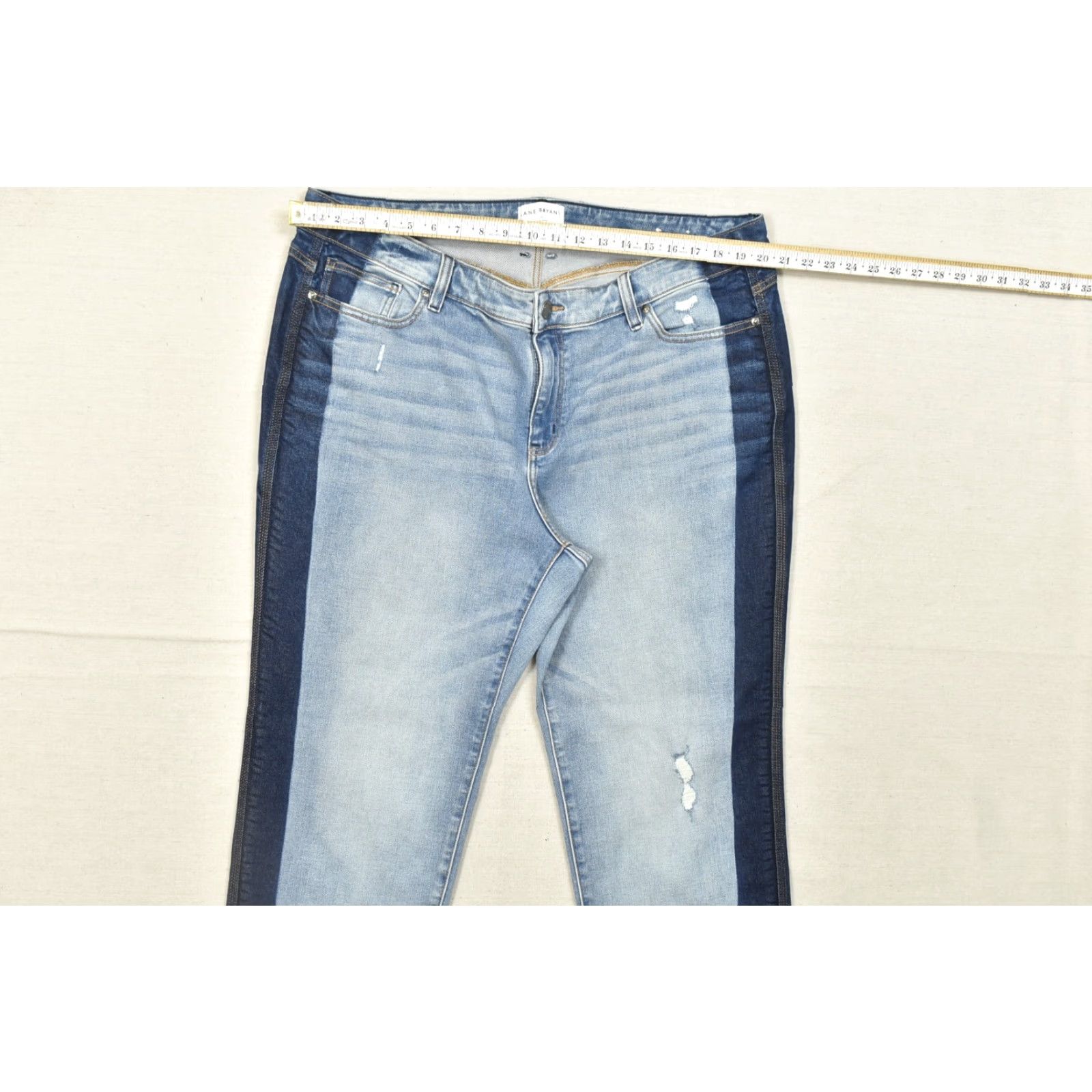 Vintage Lane Bryant Signature Fit Mid-Rise Straight Leg Jeans Blue Denim Two Tone Sz 22 Womens Jeans Stretch Cotton Denim 5-Pocket Solid Modern Woman Size 40" / US 18 - 3 Thumbnail