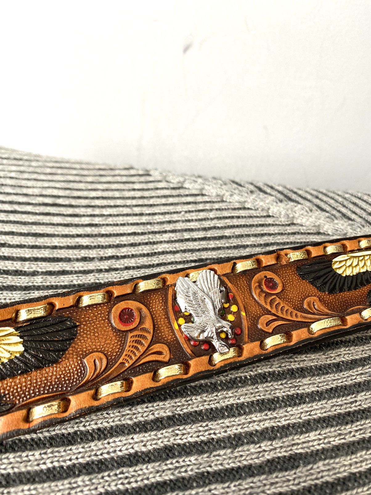 Cowboy Equipment Vintage Leather Belt Cowboy Western Style Metal Hype Size ONE SIZE - 6 Thumbnail