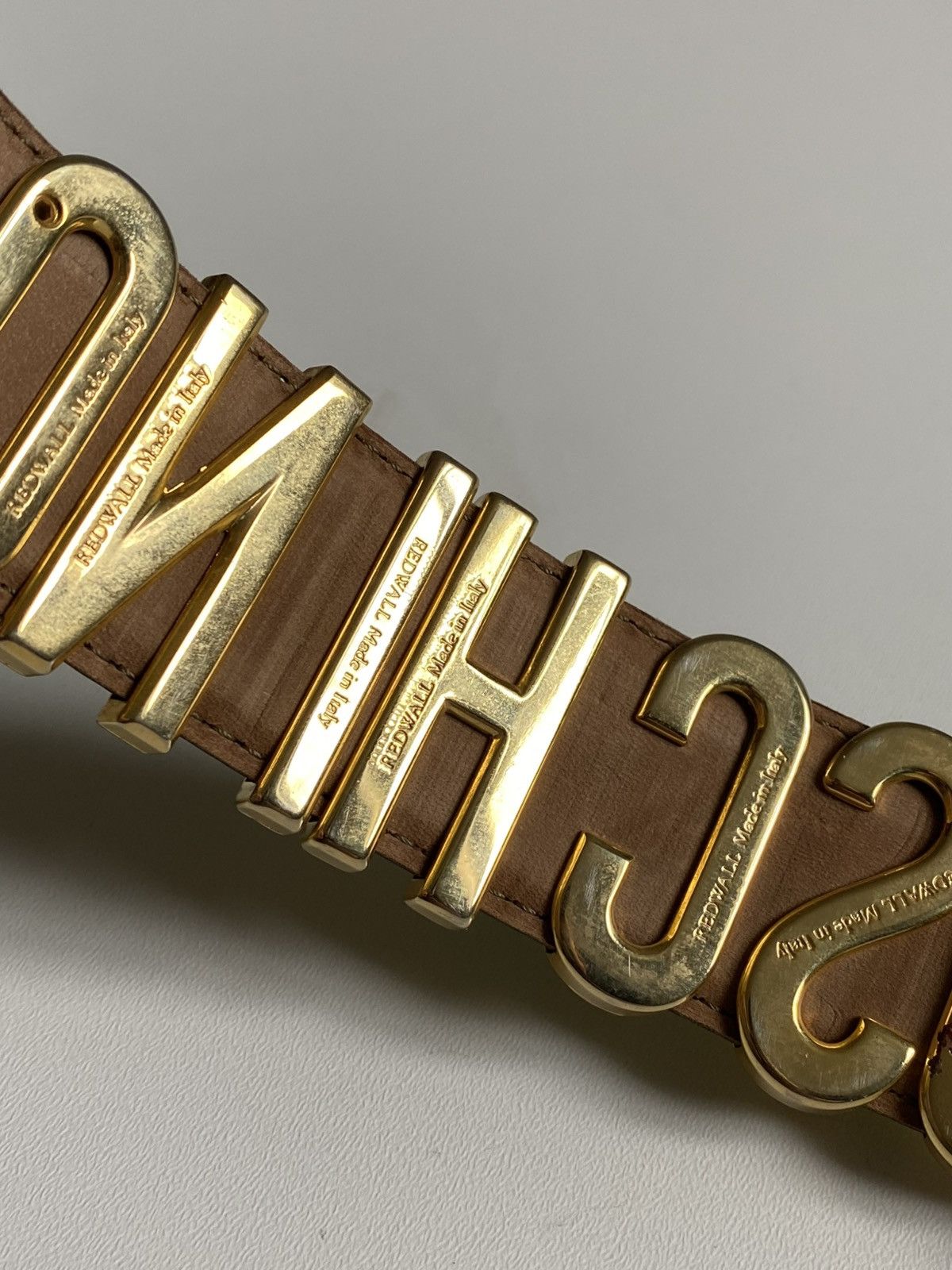 Moschino Moschino Logo Leather Belt Green Gold Logo Size ONE SIZE - 18 Thumbnail