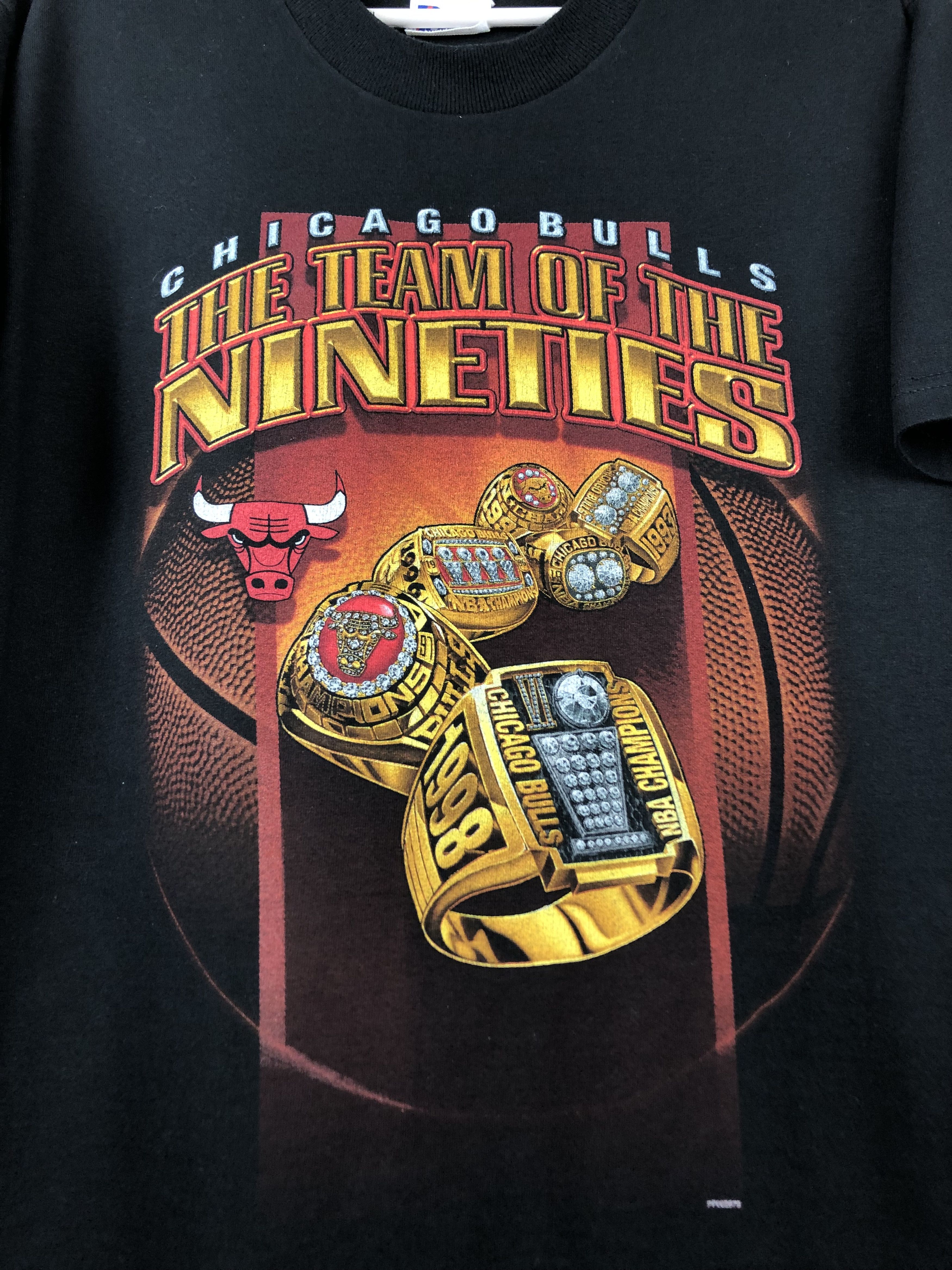 NBA Vintage Chicago Bulls Rings Jordan Shirt Tee RAre Over Print Size US L / EU 52-54 / 3 - 3 Thumbnail