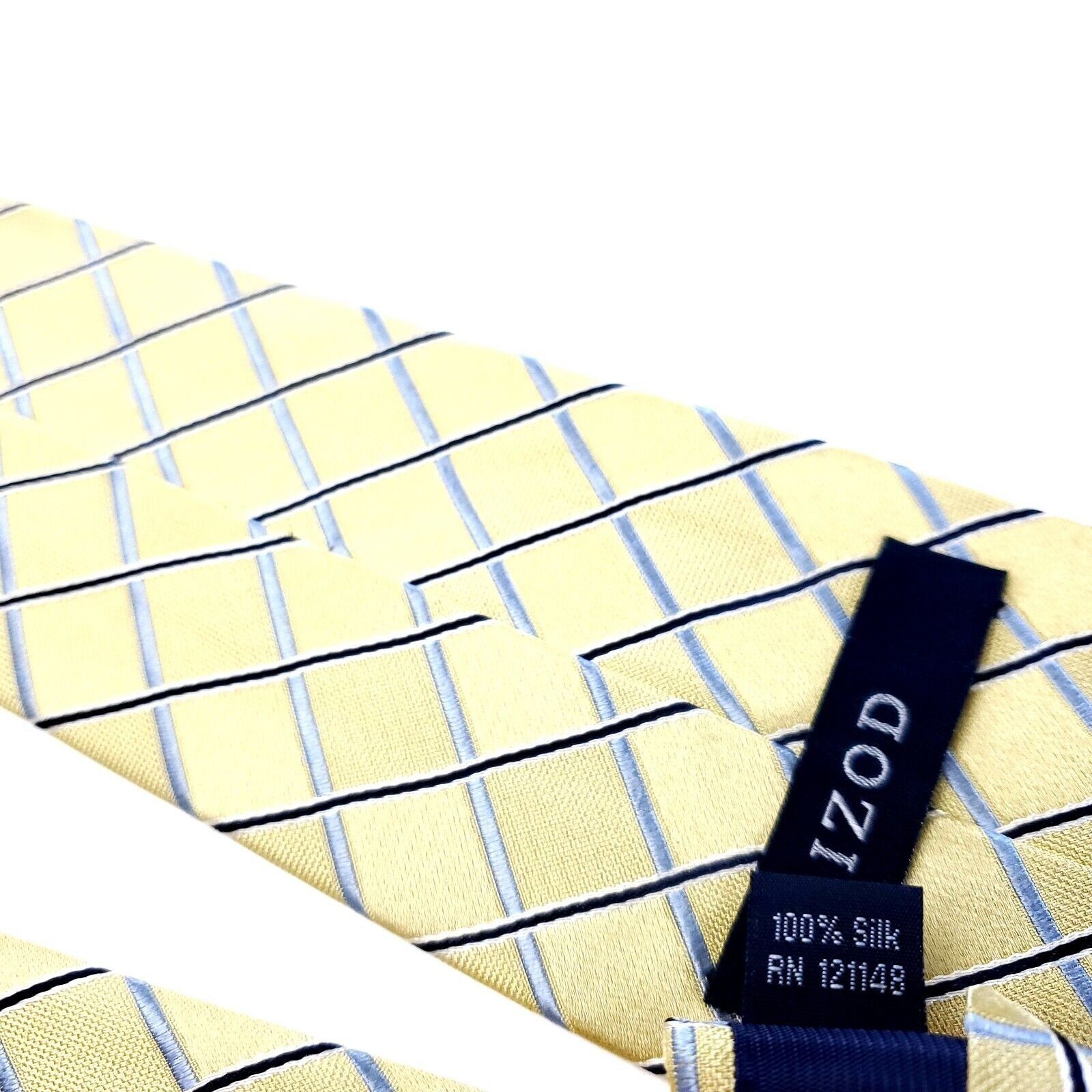 Izod IZOD Yellow Silk Tie Woven Check Size ONE SIZE - 5 Thumbnail