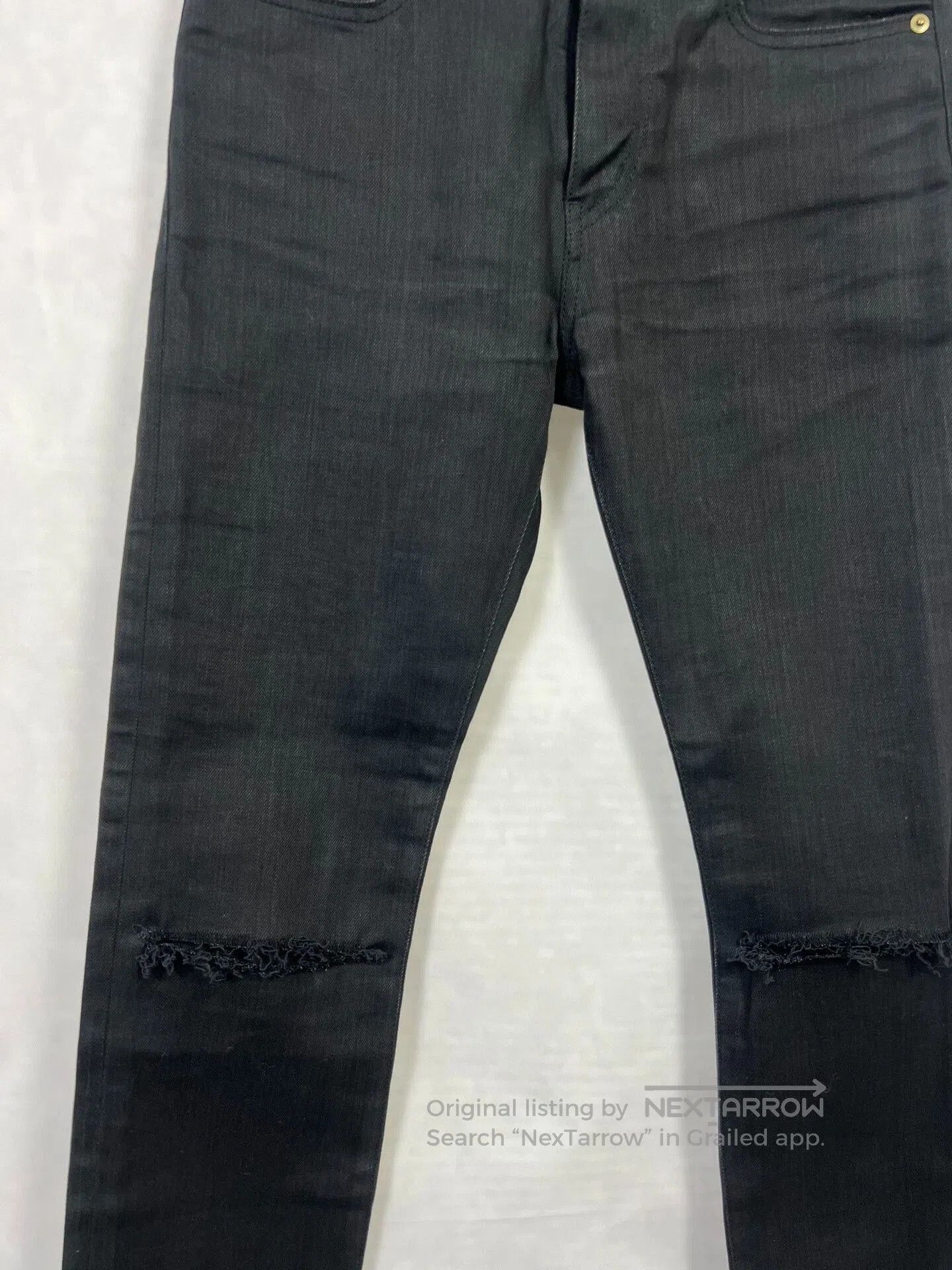 Hedi Slimane Saint Laurent Black Distressed Denim Pants. Size US 28 / EU 44 - 3 Thumbnail