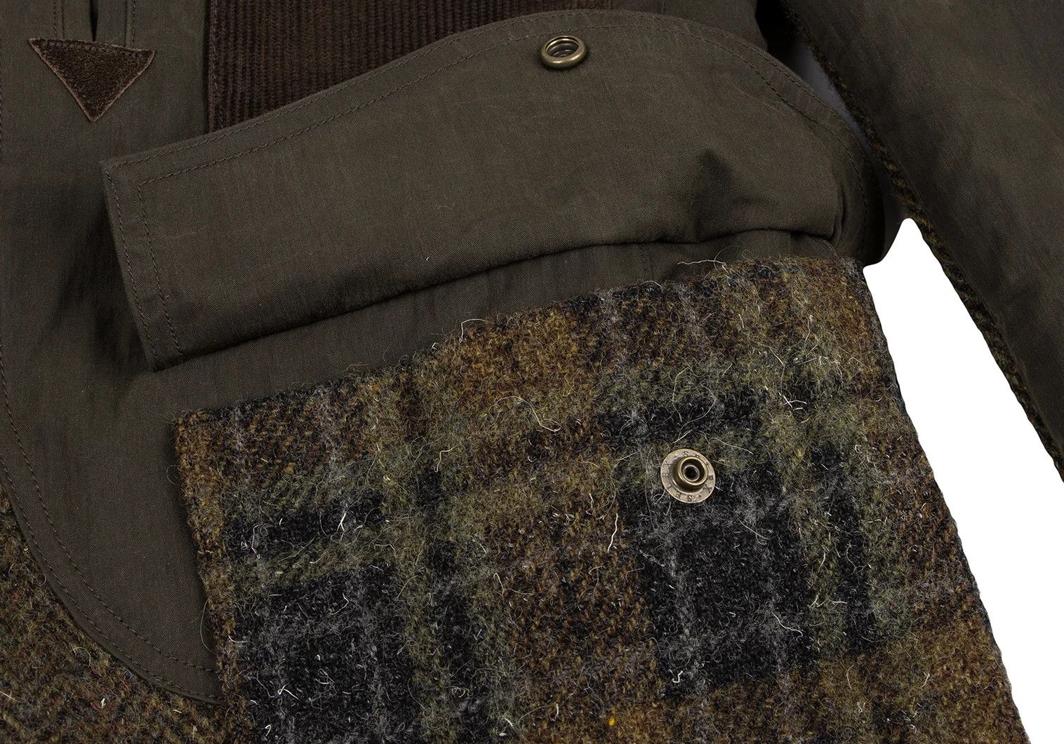 Junya Watanabe T Jacket in Khaki with Mixed Fabrics Size US S / EU 44-46 / 1 - 14 Thumbnail