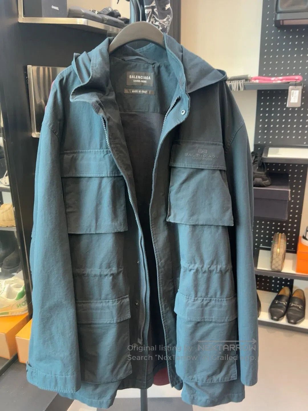 Balenciaga black hooded long parka jacket for men. Size US L / EU 52-54 / 3 - 1 Thumbnail