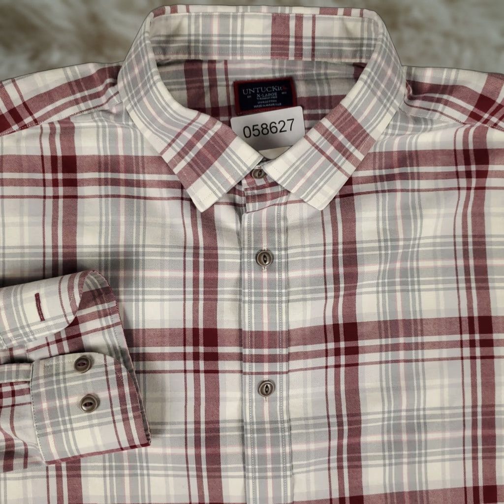 UNTUCKit UNTUCKit Shirt Mens XL Gray Red Plaid Button-Up Long Sleeve Casual Professional Shirt Size US XL / EU 56 / 4 - 1 Thumbnail