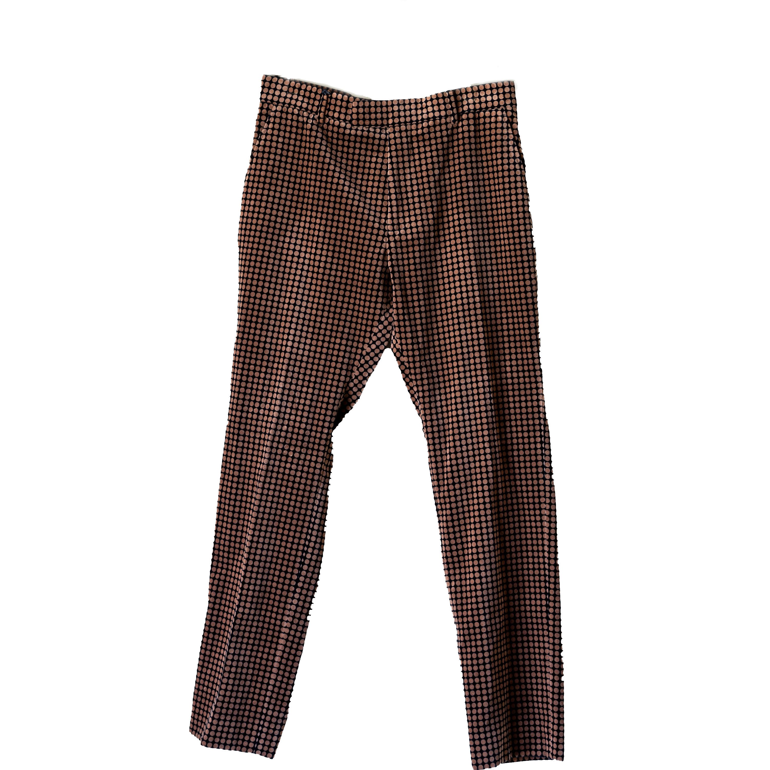 Gucci 50 L - Gucci Polka Dot Print Brown Suit Pants Trousers Size 50R - 2 Thumbnail